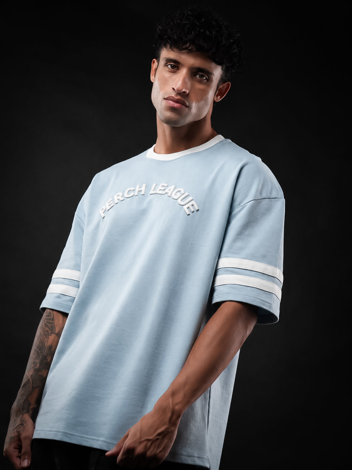 Sky Blue League Cotton Oversized Tshirt for Men & Women