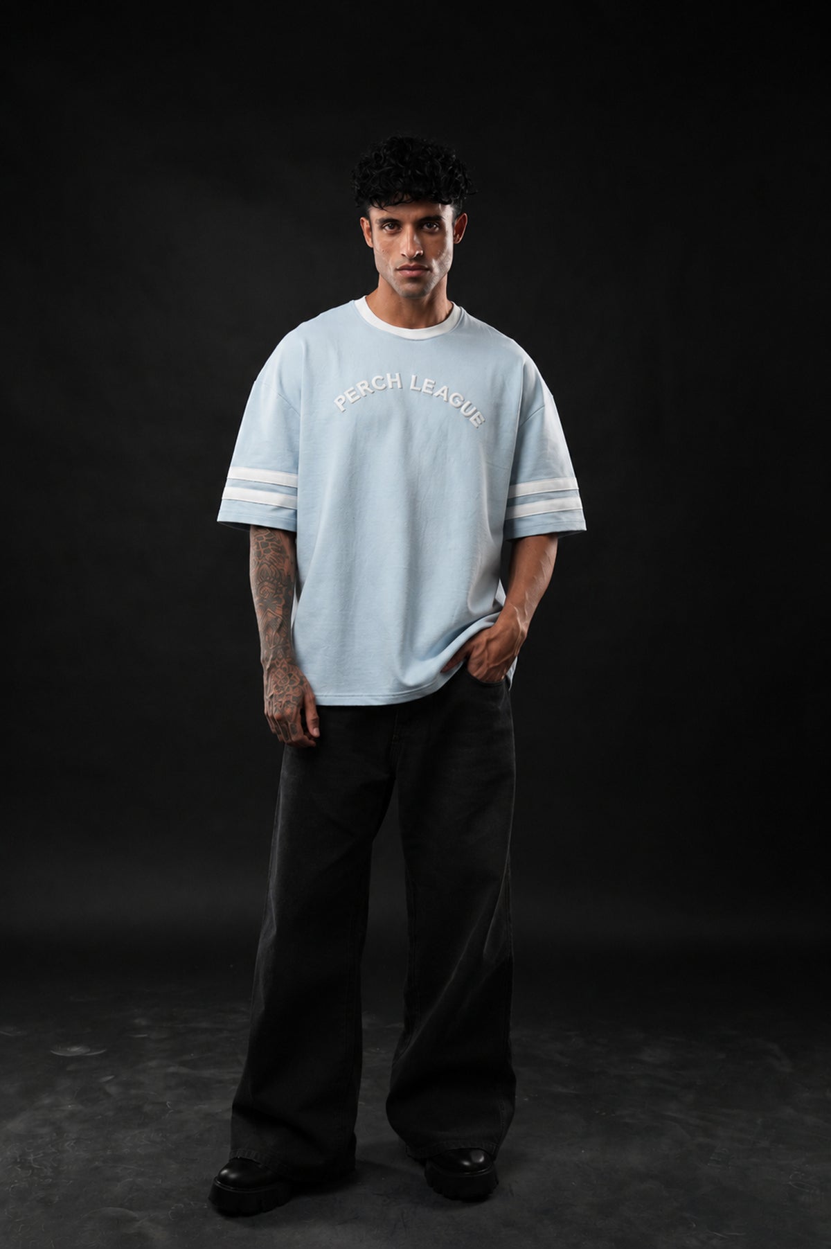 Sky Blue League Cotton Oversized Tshirt for Men & Women