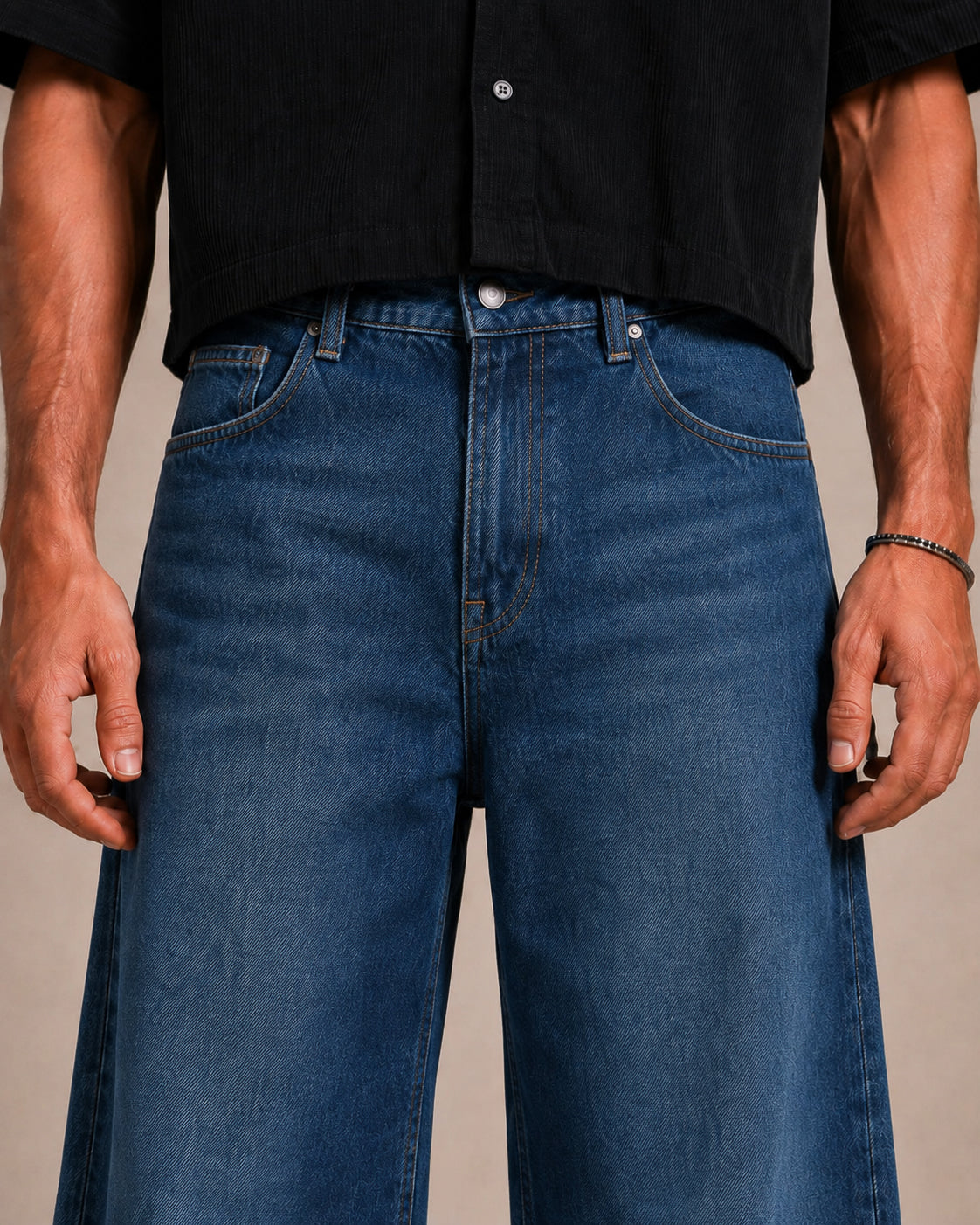 Teal Blue Washed Wide Flared Jeans