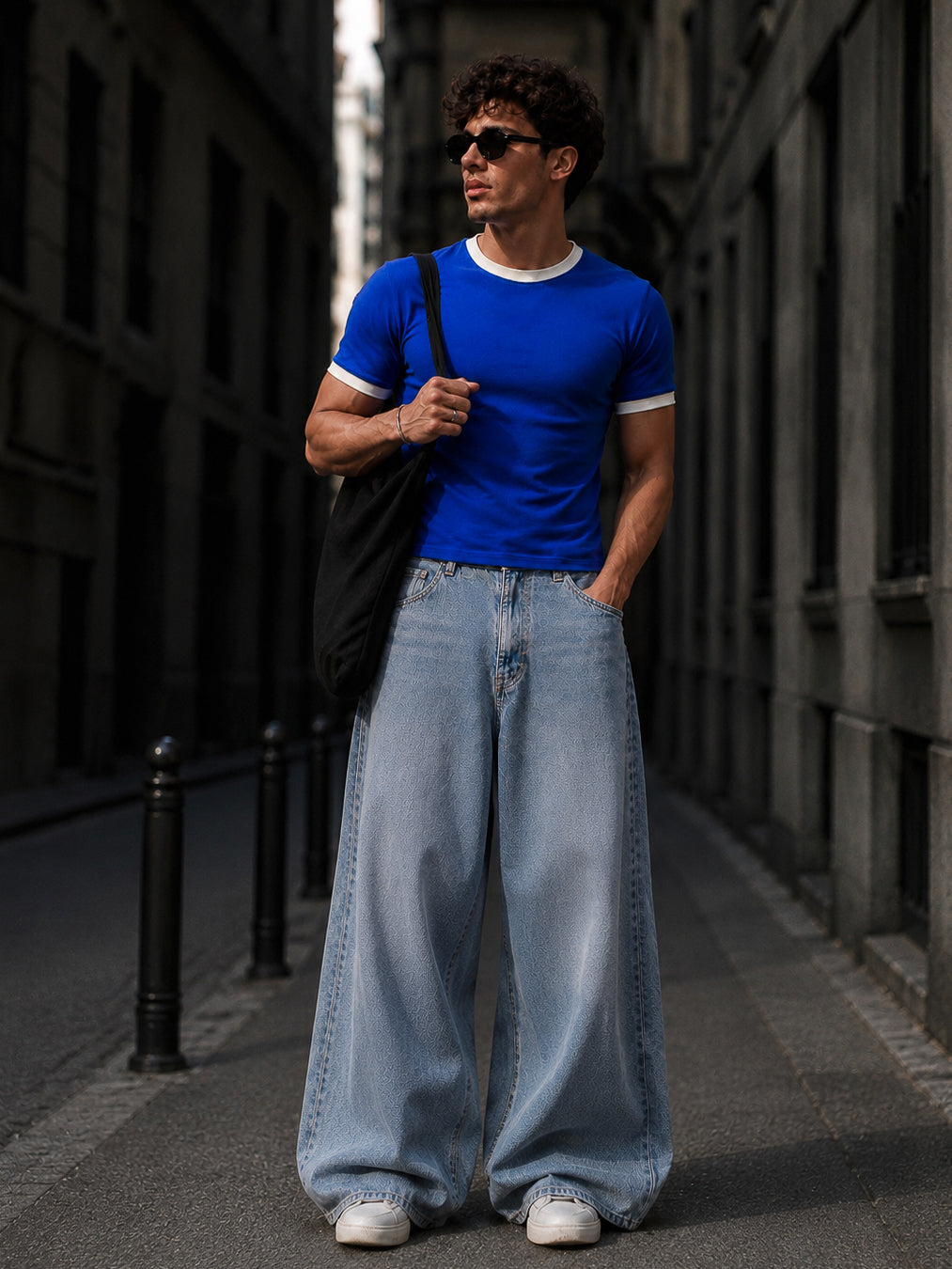 Royal Blue Cotton Half Sleeve Regular Fit Ringer Tshirt