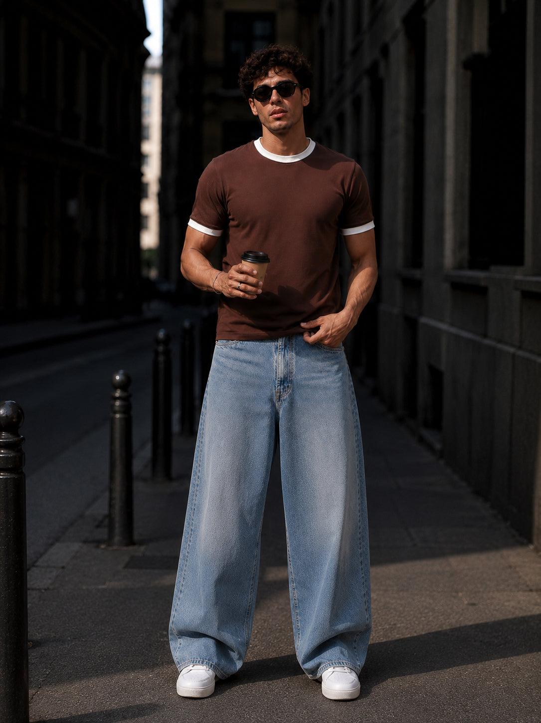 Brown Cotton Half Sleeve Regular Fit Ringer Tshirt