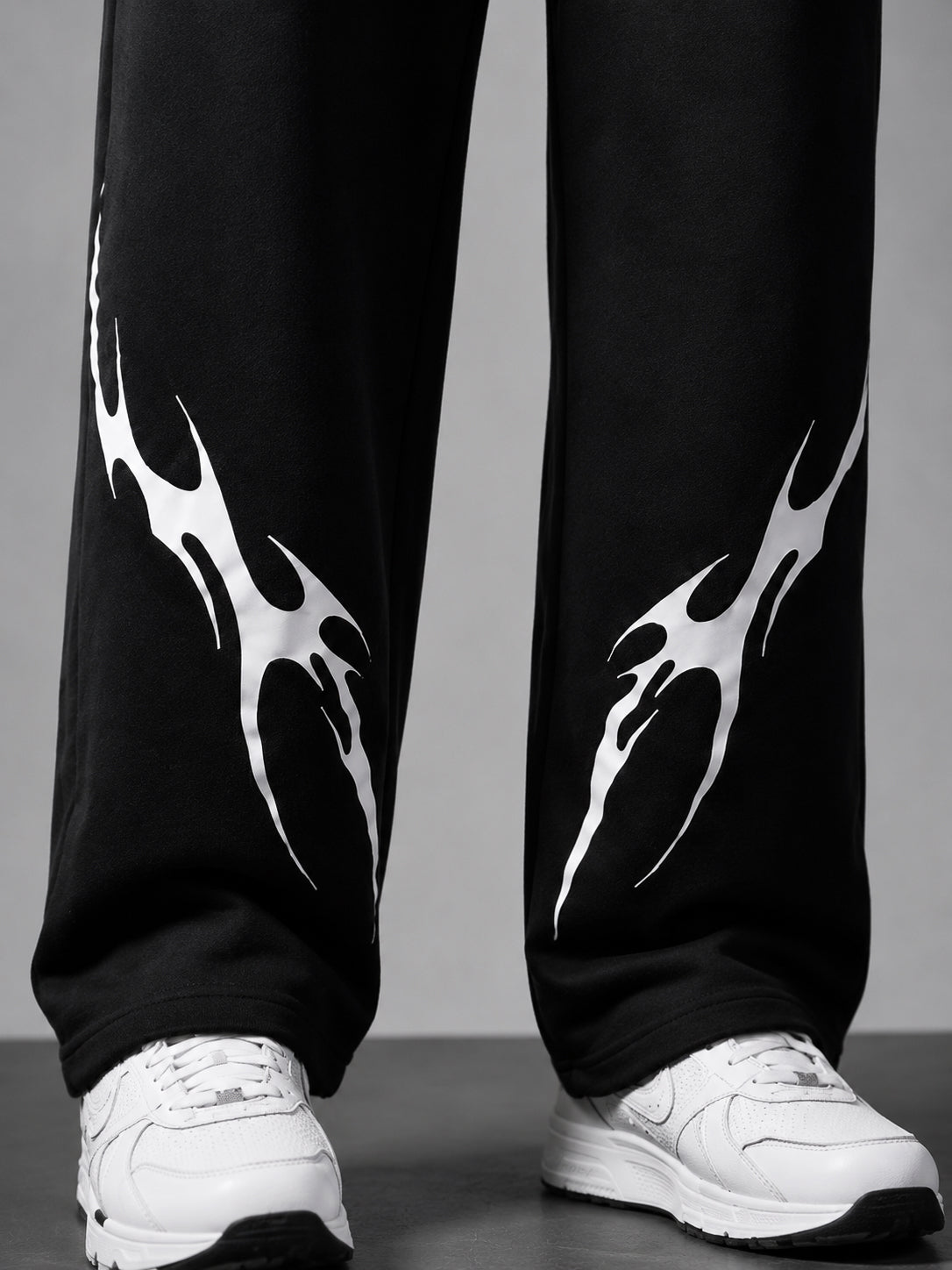 Black Flame Graphic Printed Cotton Straight Fit Jogger for Men