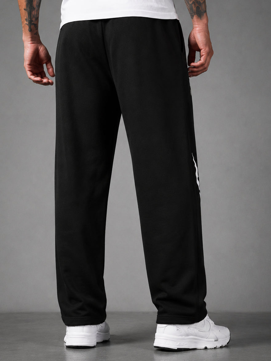 Black Flame Graphic Printed Cotton Straight Fit Jogger for Men