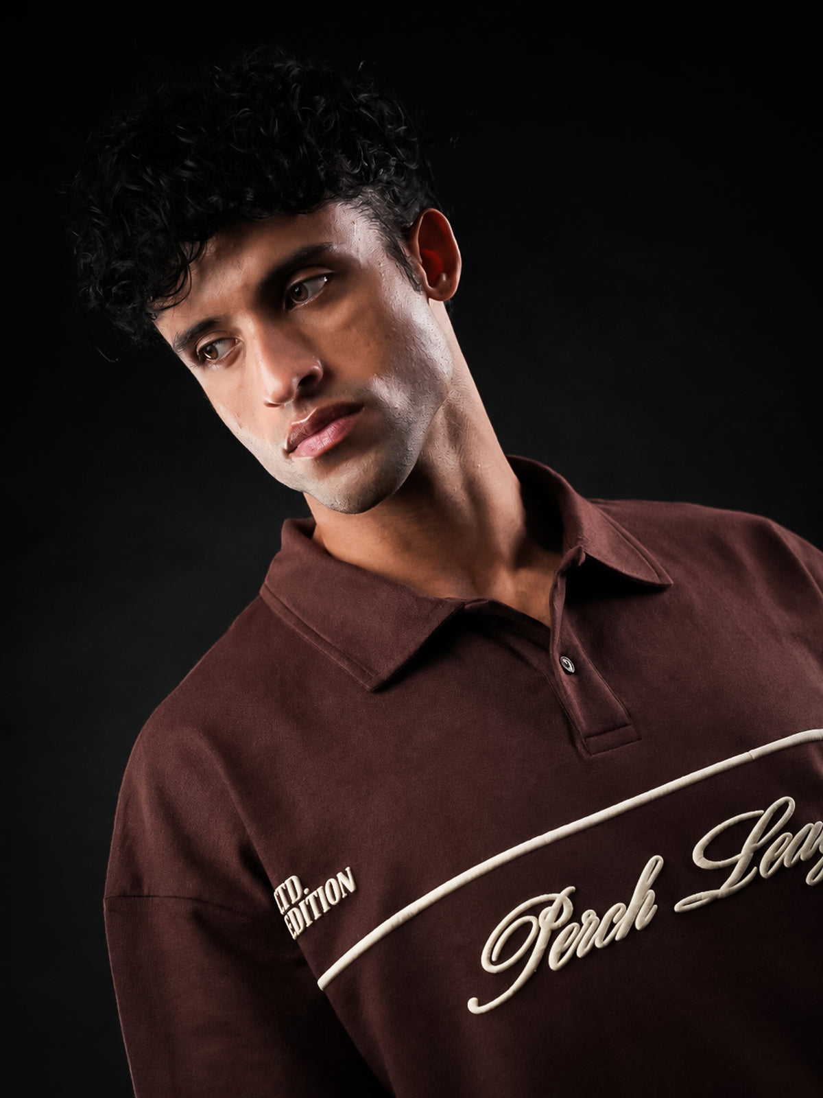 Brown Perch League Cotton Oversized Polo Tshirt for Men & Women
