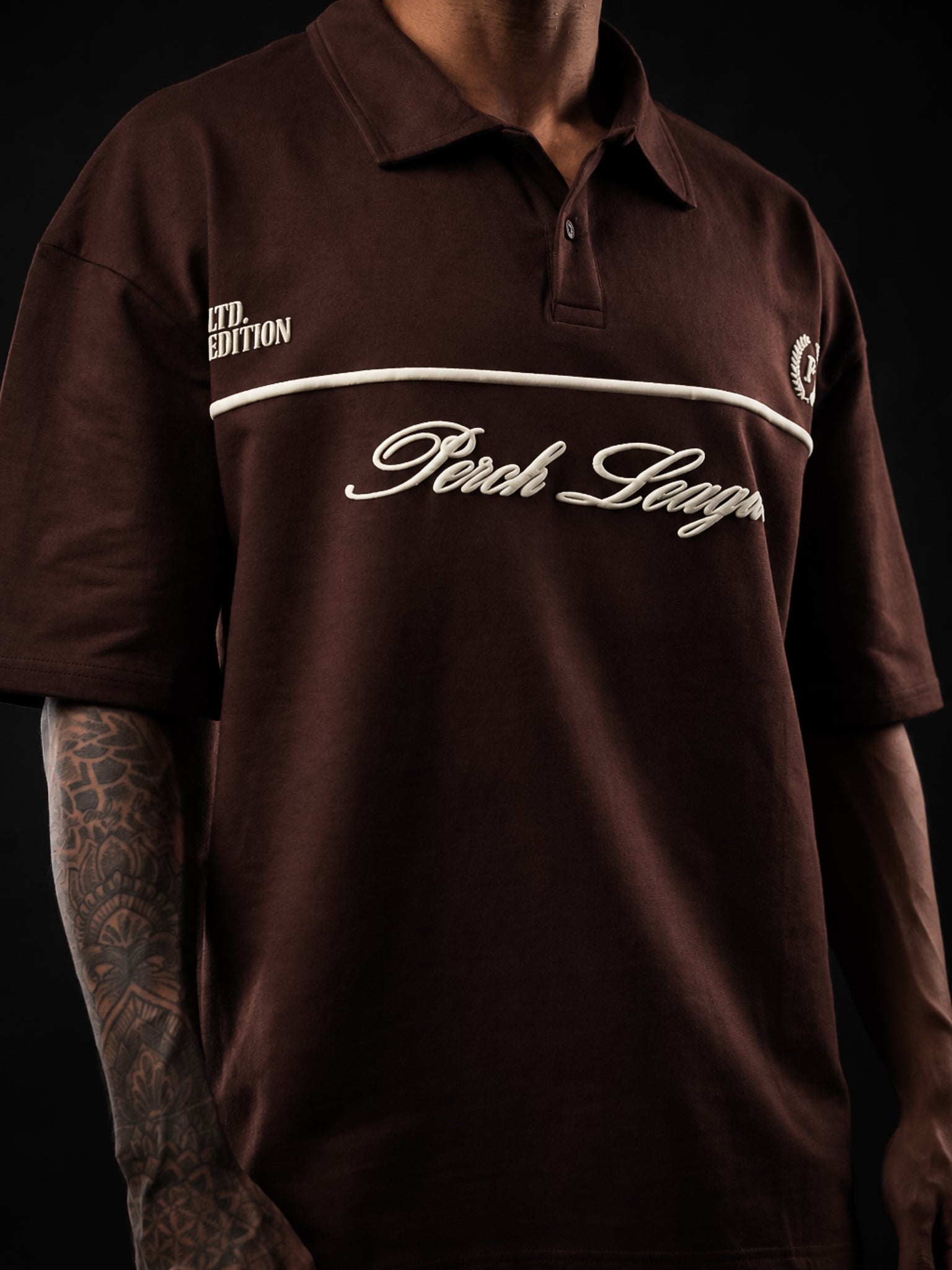 Brown Perch League Cotton Oversized Polo Tshirt for Men & Women
