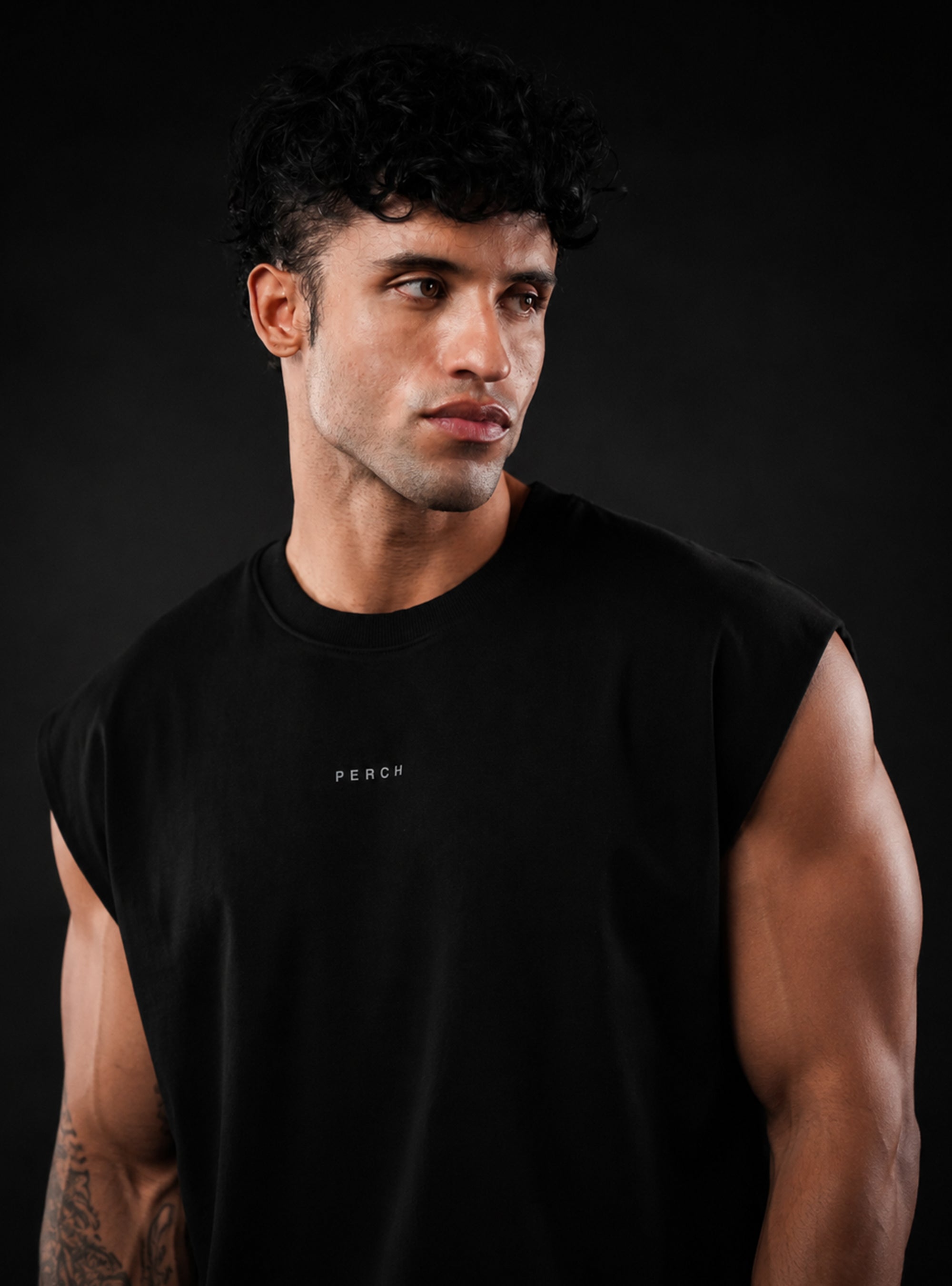 Black Oversized Sleeveless Cotton Solid Tank Tshirt for Men & Women