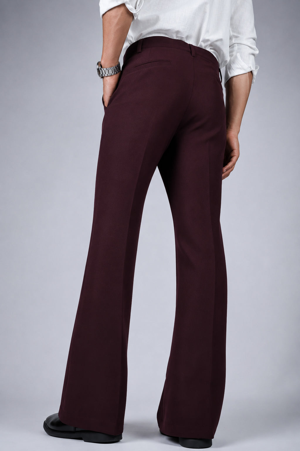 Wine Solid Boot Cut Fit Pants