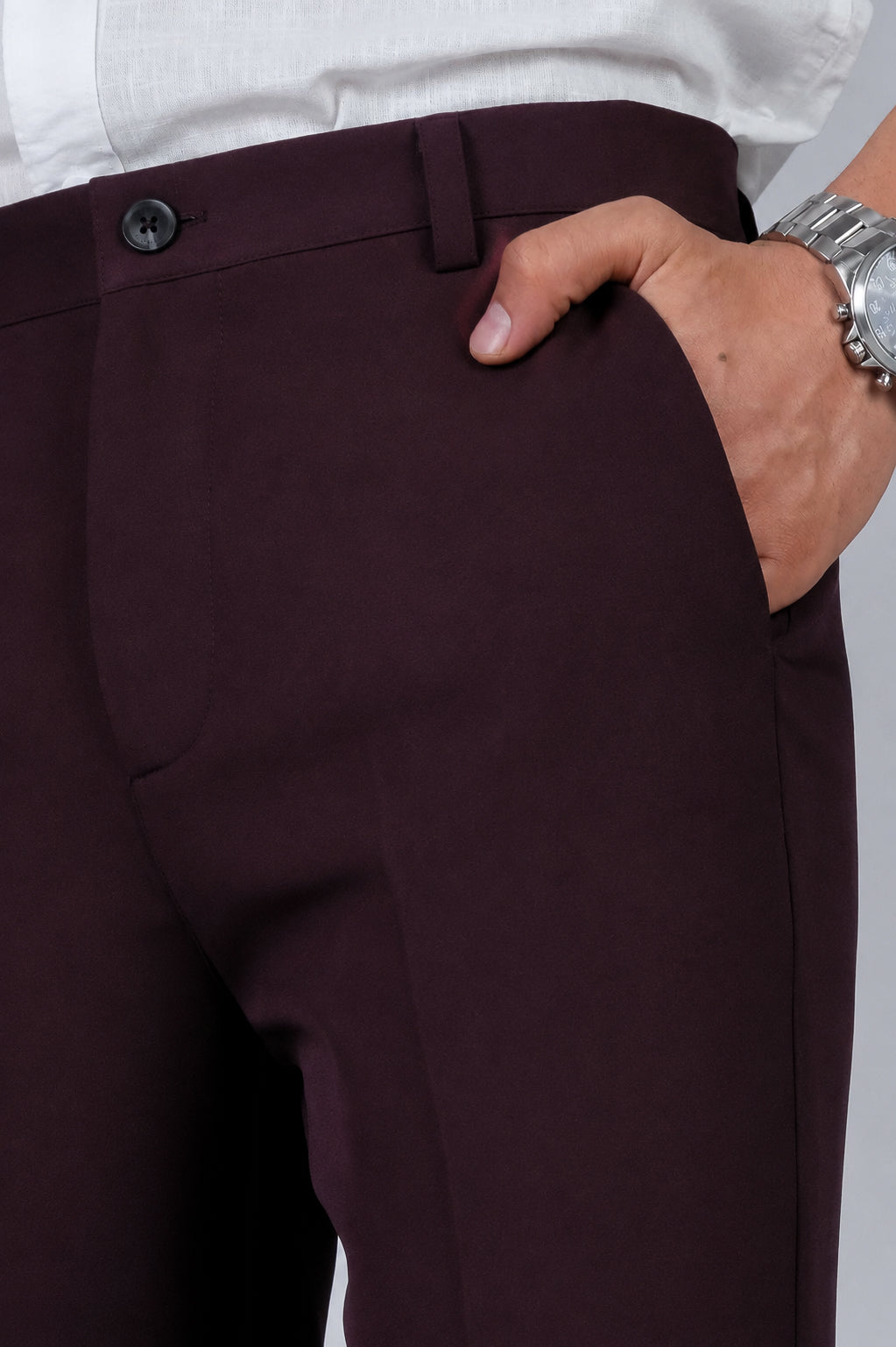 Wine Solid Boot Cut Fit Pants