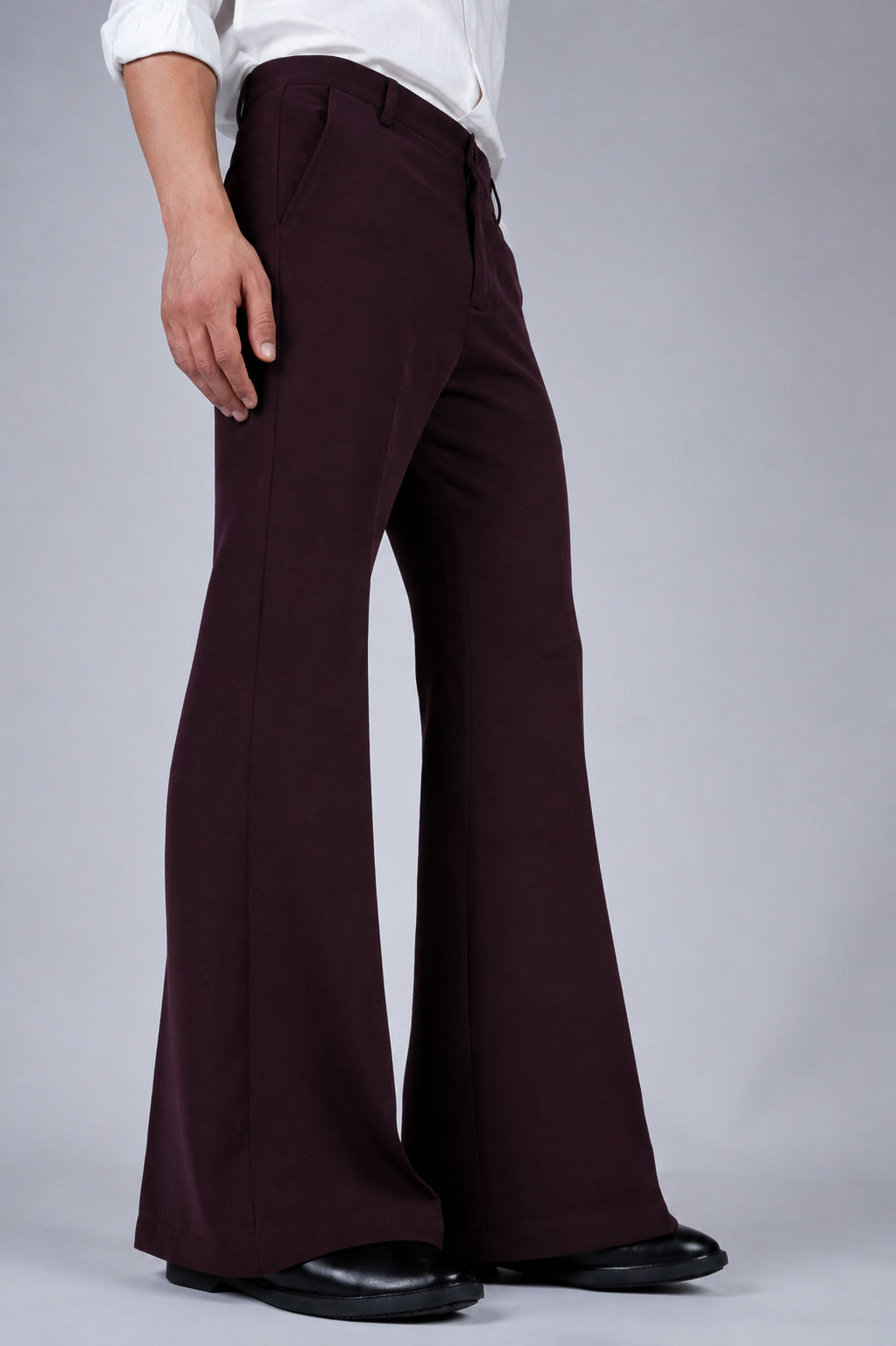 Wine Solid Boot Cut Fit Pants