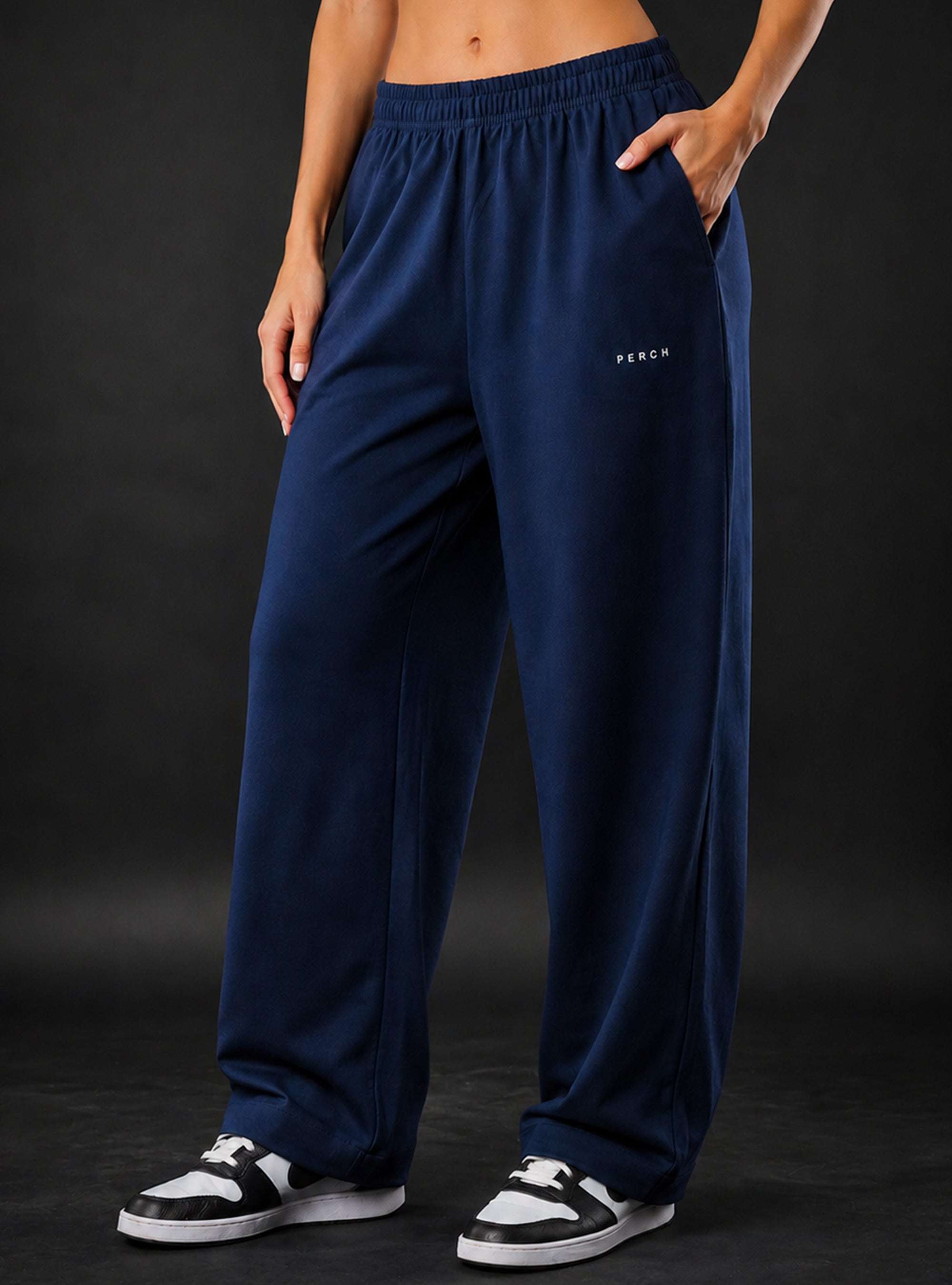 Navy Blue Baggy Mid Rise Cotton Jogger for Men & Women