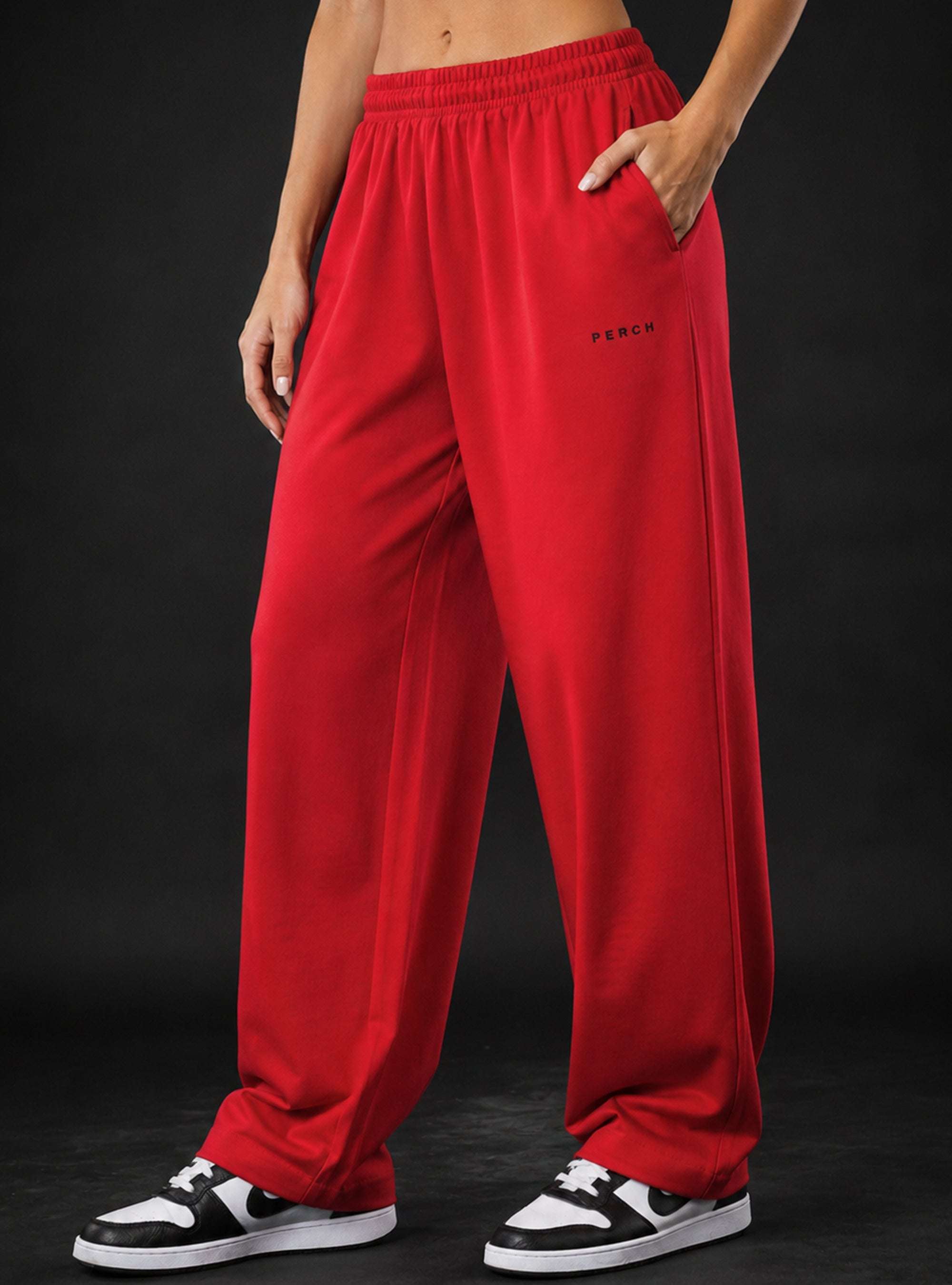 Red Baggy Mid Rise Cotton Jogger for Men & Women