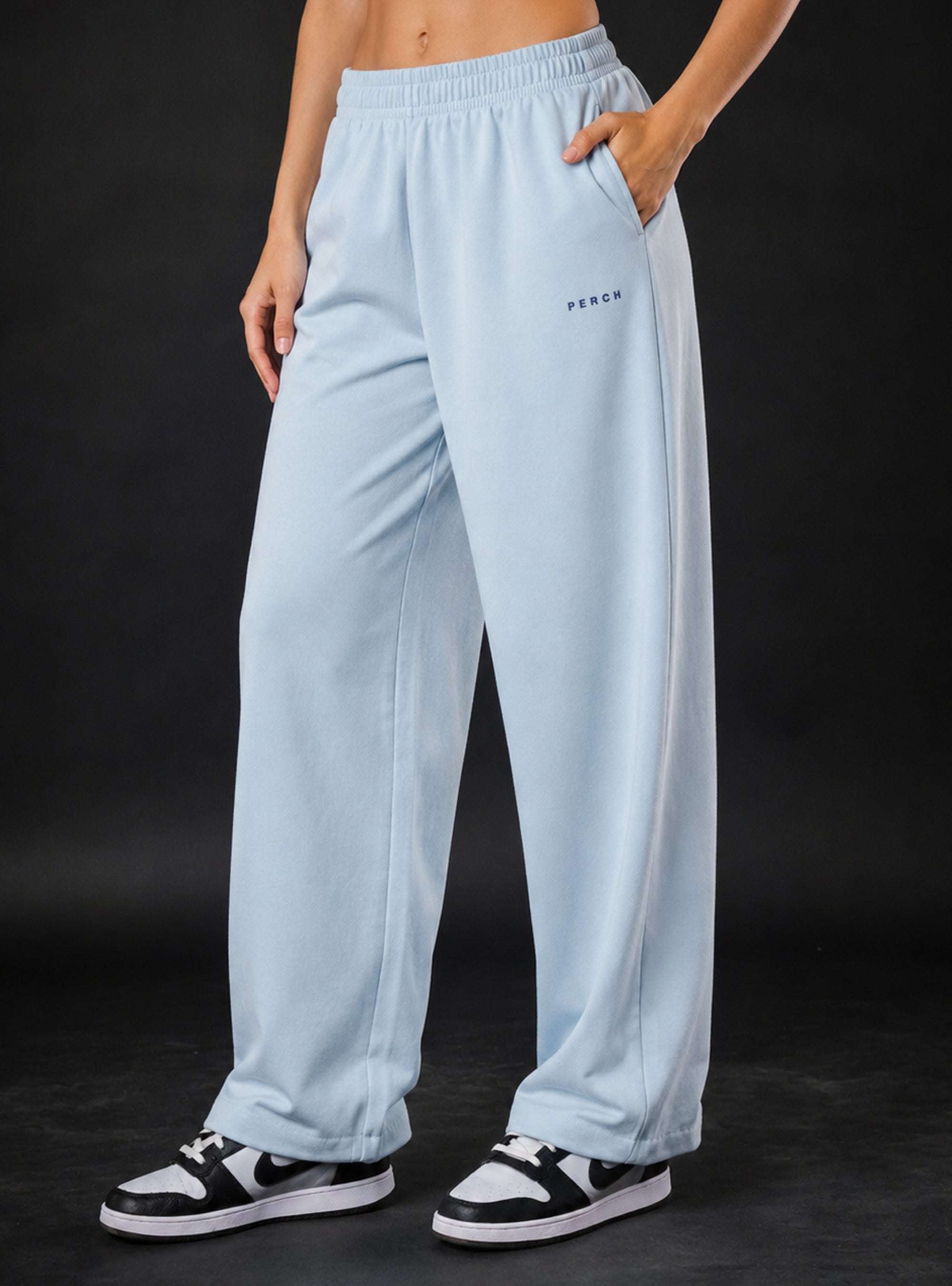 Sky Blue Baggy Mid Rise Cotton Jogger for Men & Women