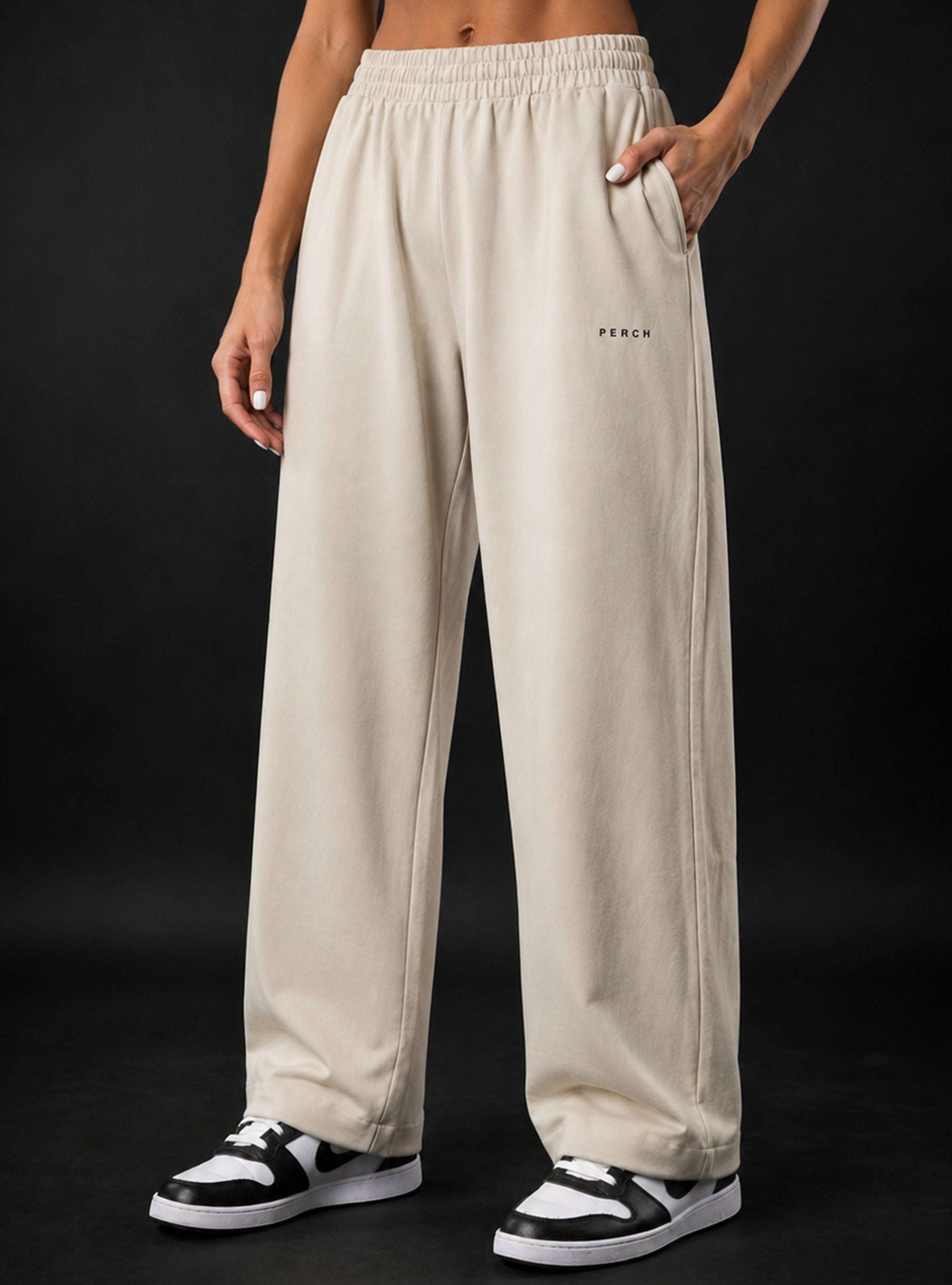 Beige Baggy Mid Rise Cotton Jogger for Men & Women