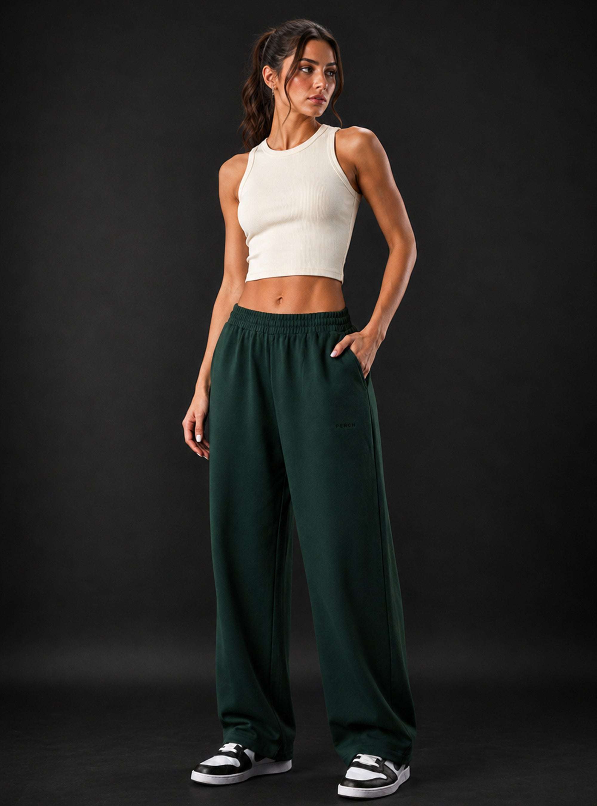 Bottle Green Baggy Mid Rise Cotton Jogger for Men & Women