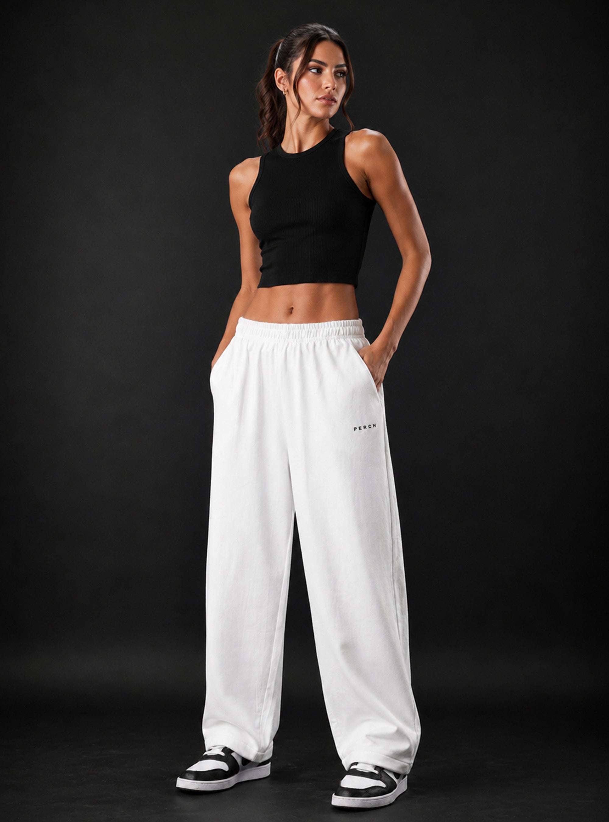 White Baggy Mid Rise Cotton Jogger for Men & Women