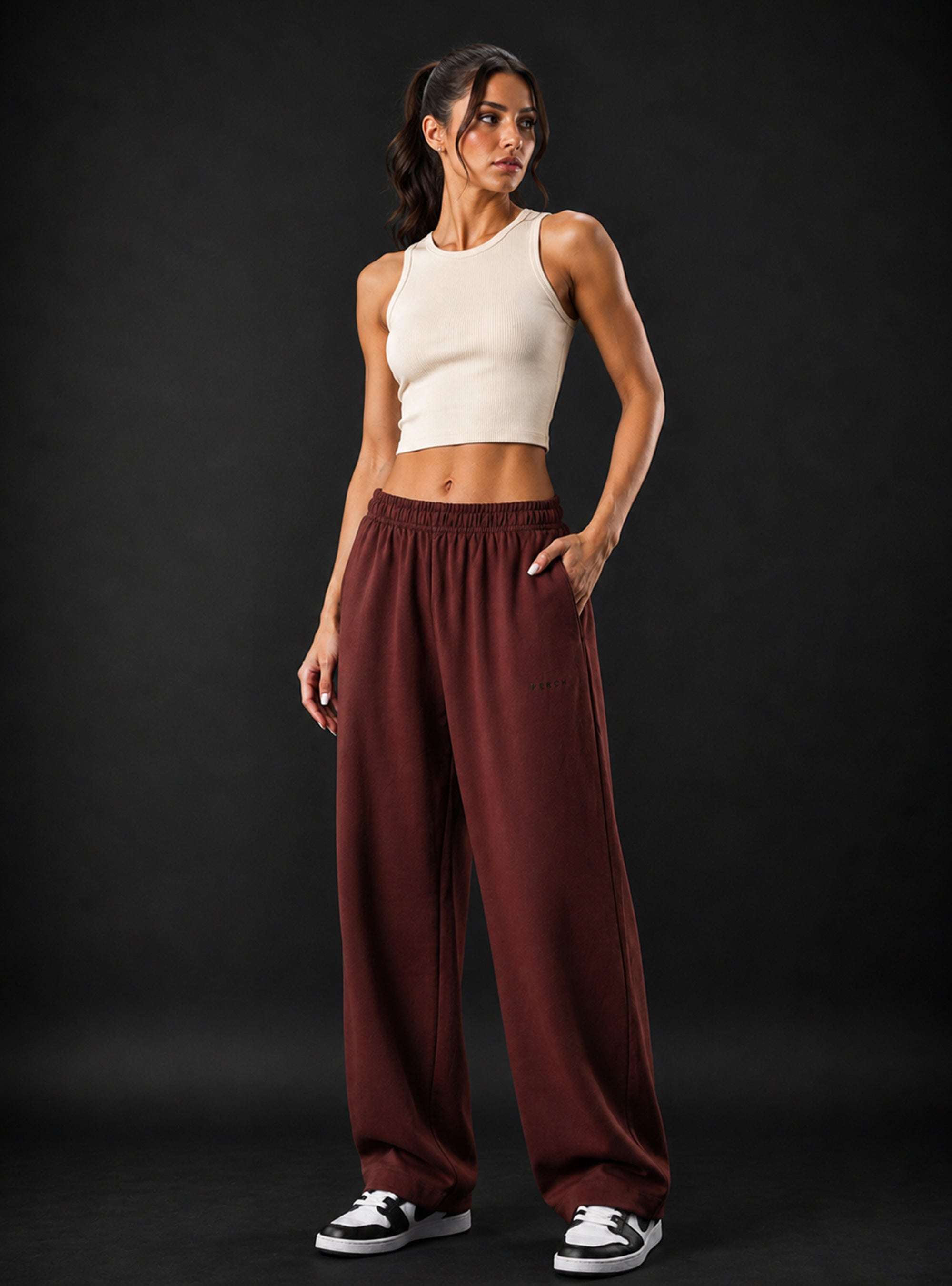 Brown Baggy Mid Rise Cotton Jogger for Men & Women