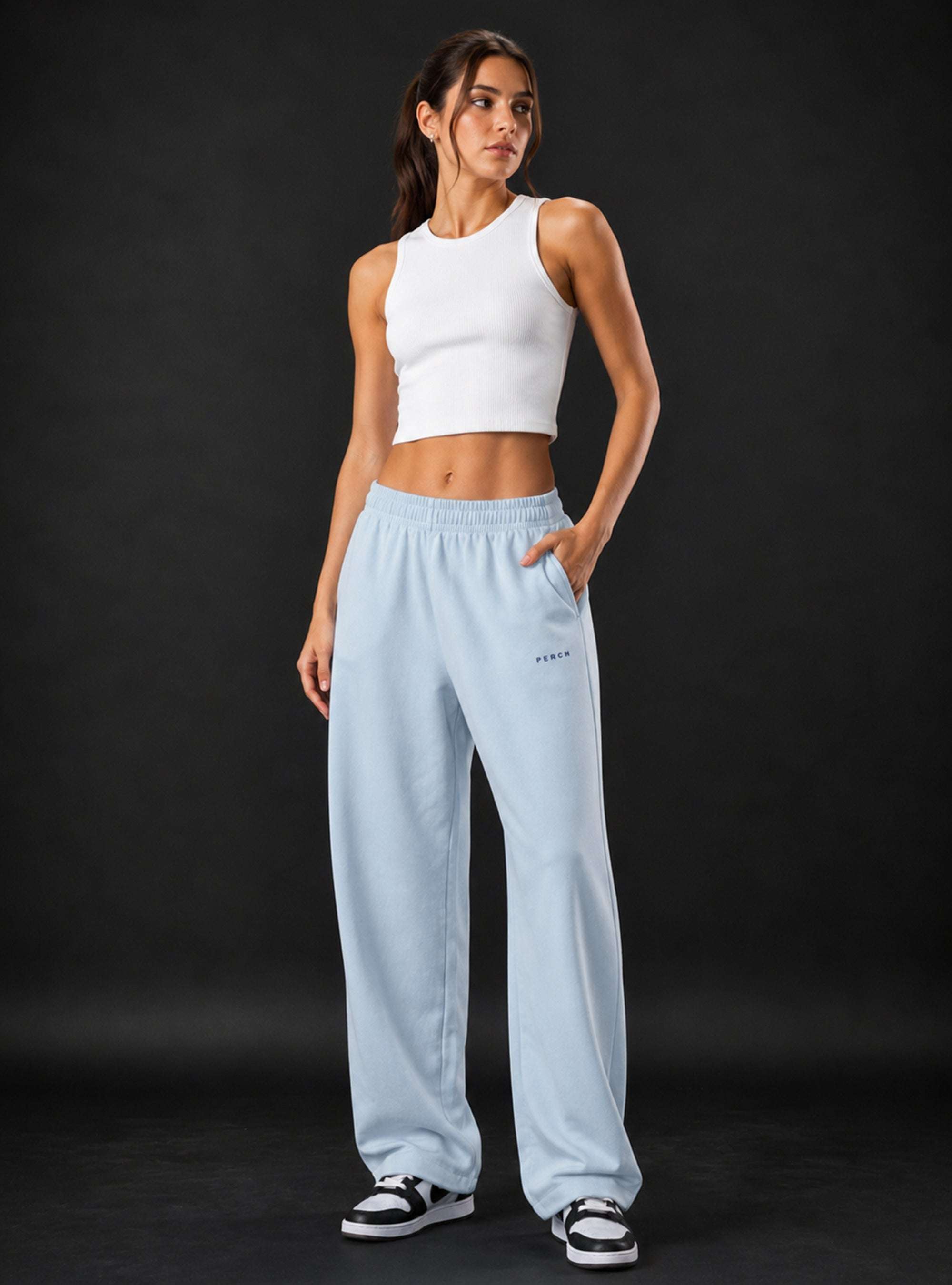 Sky Blue Baggy Mid Rise Cotton Jogger for Men & Women