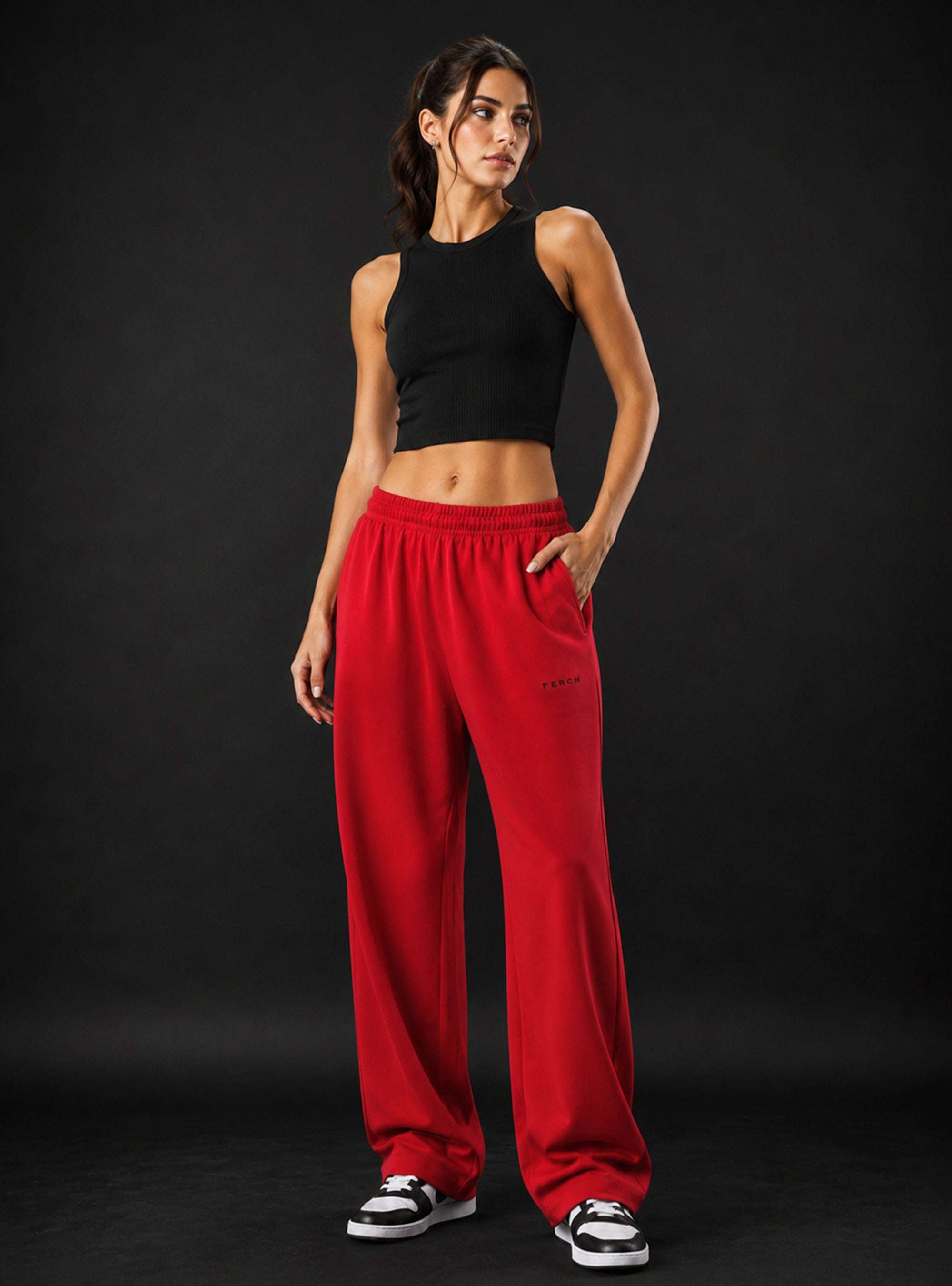 Red Baggy Mid Rise Cotton Jogger for Men & Women