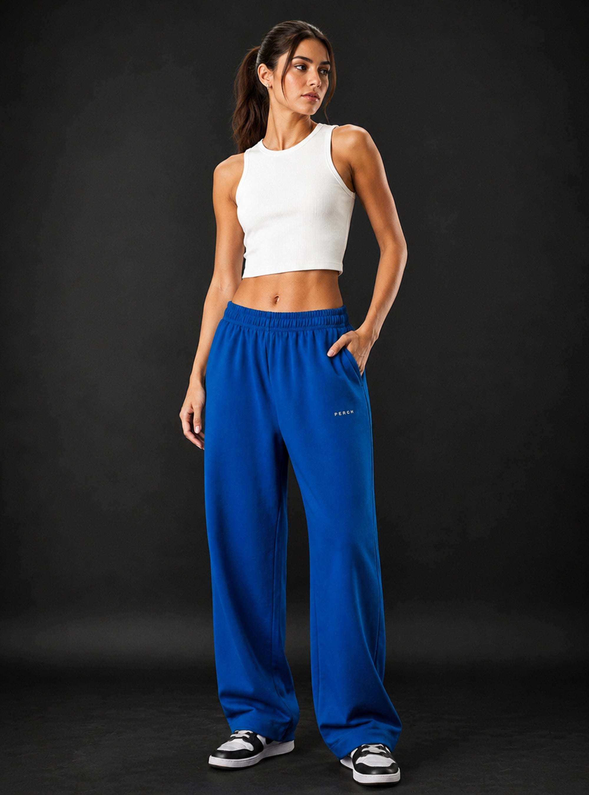 Royal Blue Baggy Mid Rise Cotton Jogger for Men & Women