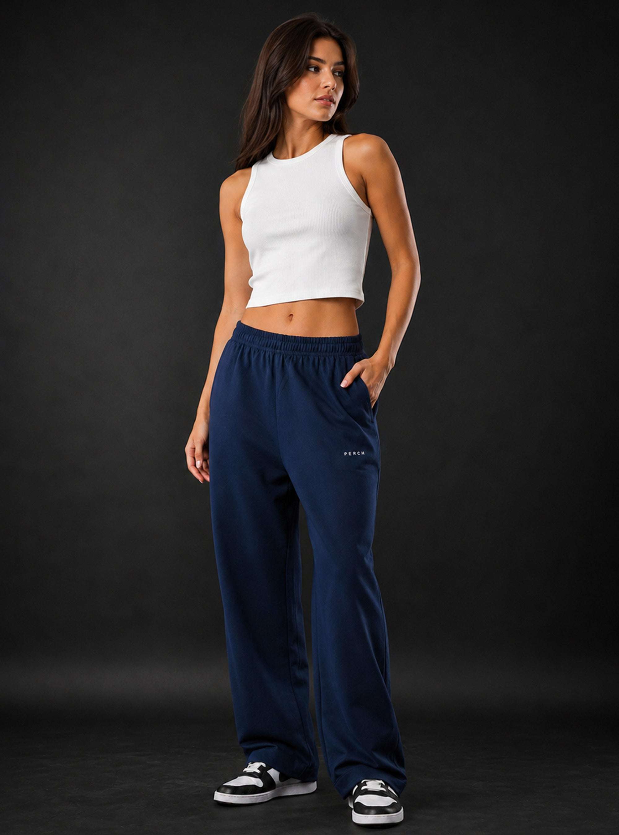 Navy Blue Baggy Mid Rise Cotton Jogger for Men & Women