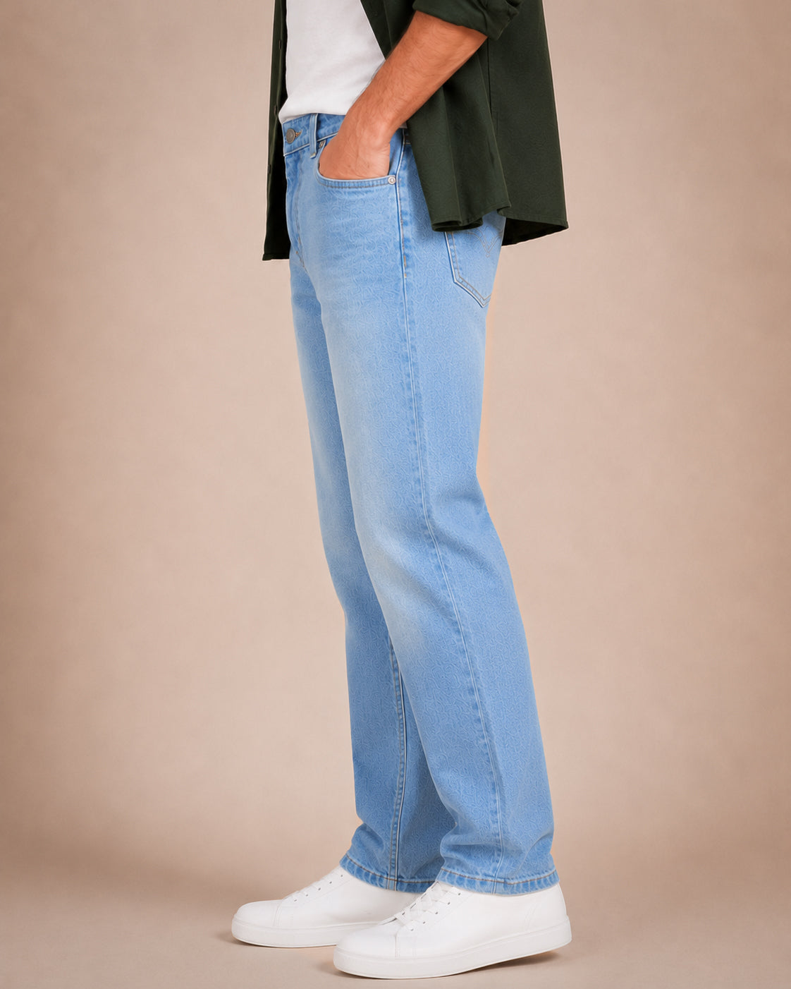 Light Blue Washed Straight Fit Jeans