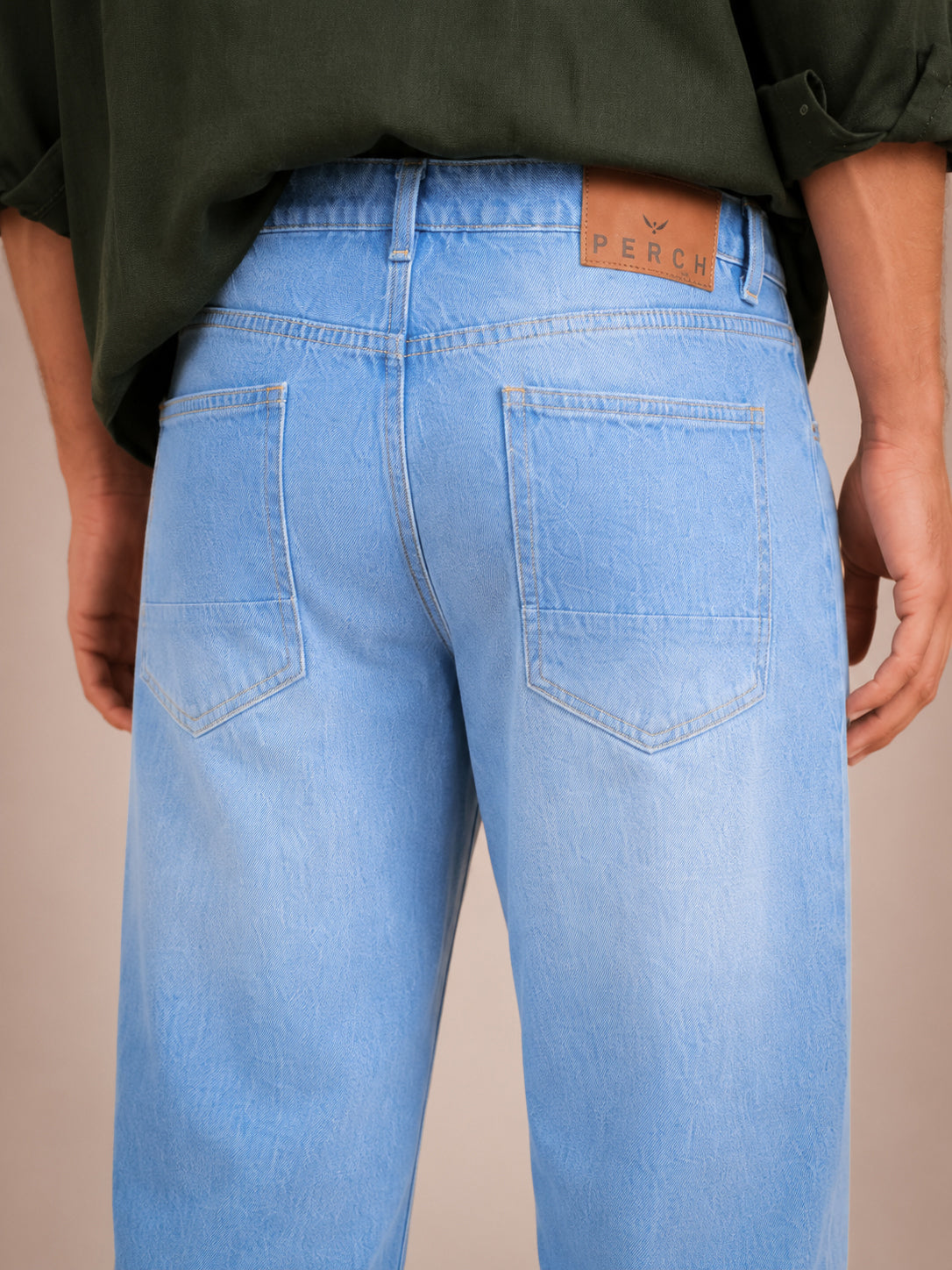 Light Blue Washed Straight Fit Jeans
