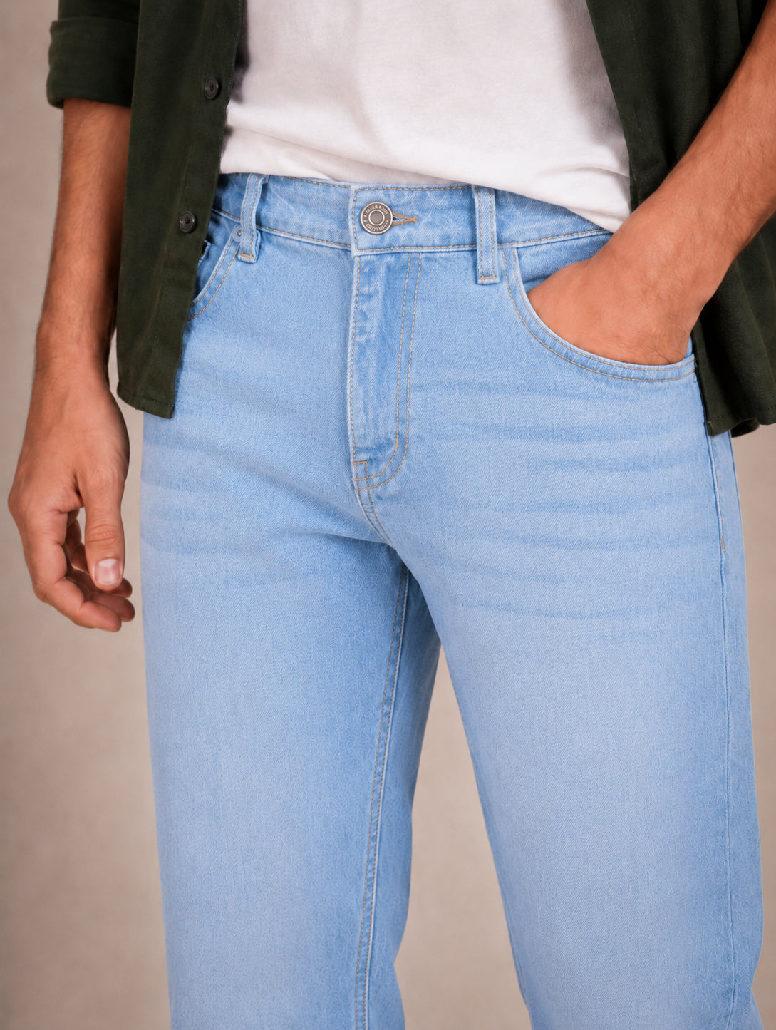 Light Blue Washed Straight Fit Jeans