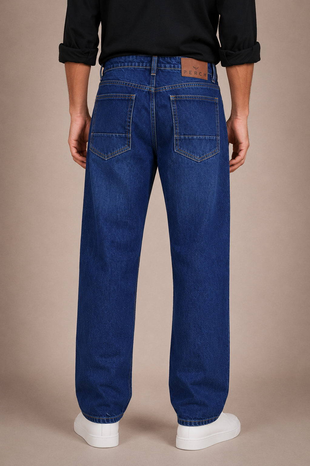 Dark Blue Washed Straight Fit Jeans
