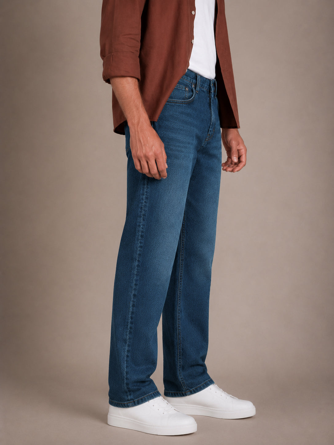 Teal Blue Washed Straight Fit Jeans