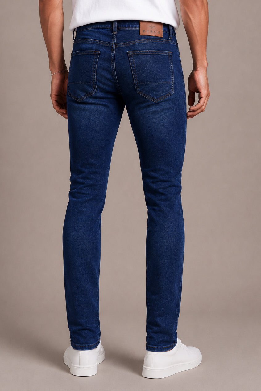 Dark Blue Washed Skinny Fit Jeans