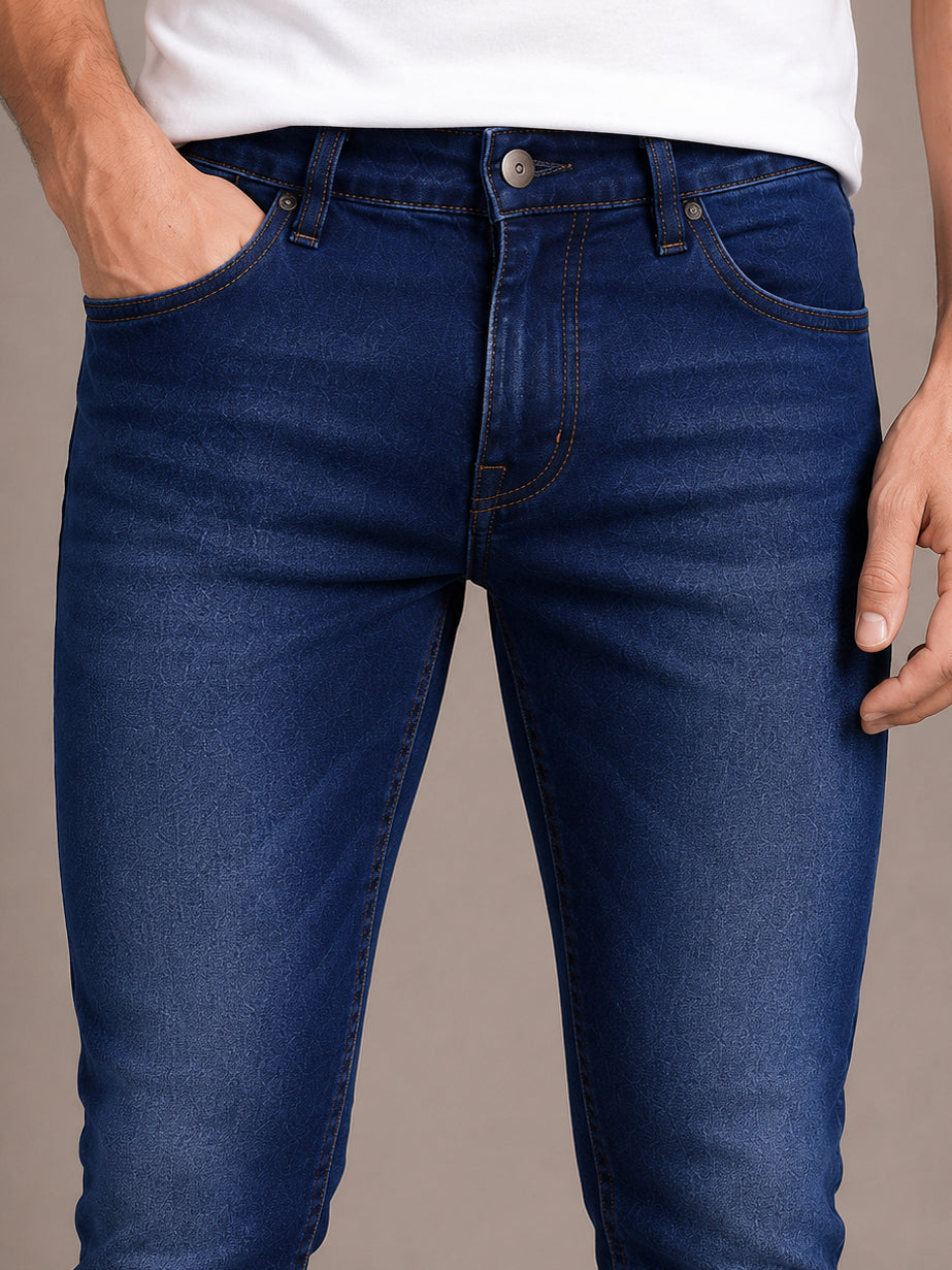 Dark Blue Washed Skinny Fit Jeans