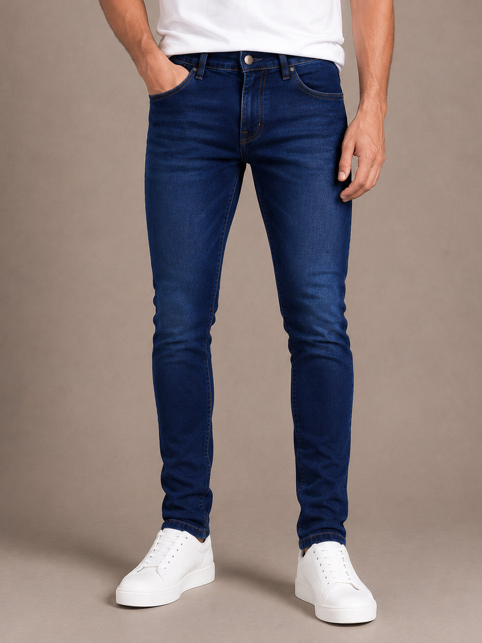 Dark Blue Washed Skinny Fit Jeans