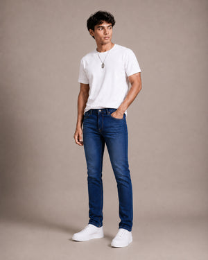 Dark Blue Washed Skinny Fit Jeans