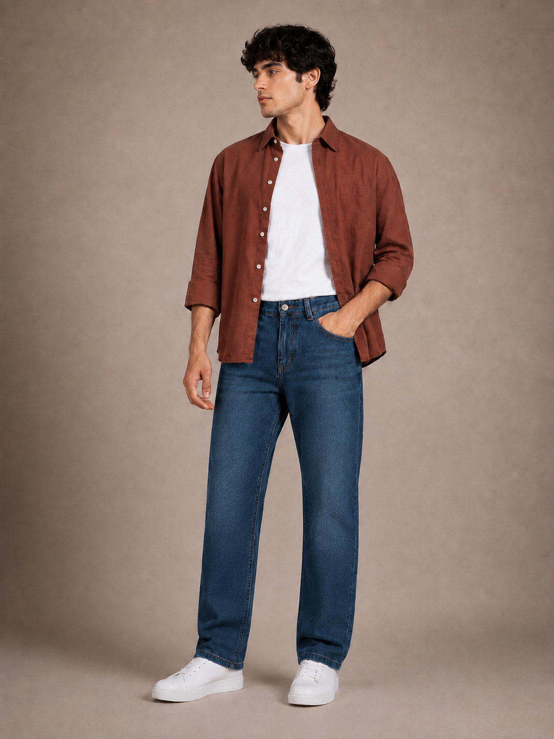 Teal Blue Washed Straight Fit Jeans