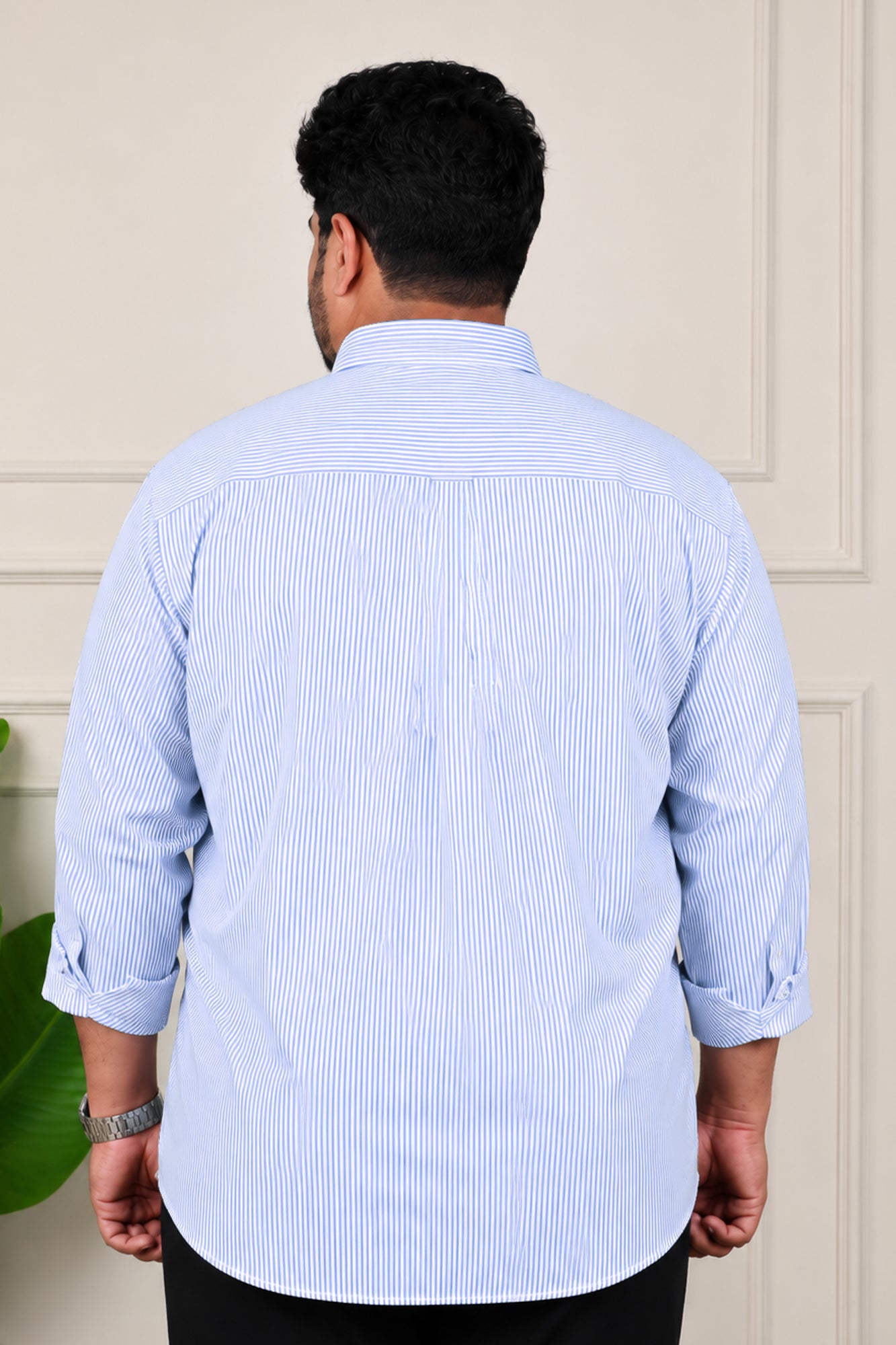 Navy Blue Slim Fit Regular Fit Plus Size Cotton Shirt