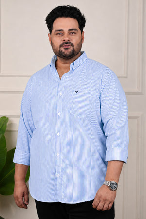 Navy Blue Slim Fit Regular Fit Plus Size Cotton Shirt