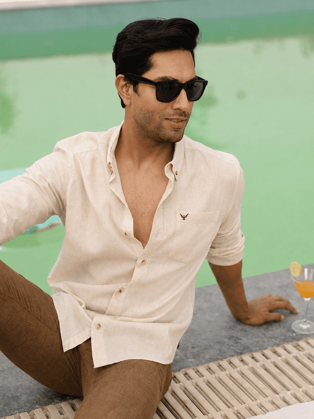 Natural Grain Ivory Pre-Washed Linen Cotton Regular Fit Plus Size Shirt