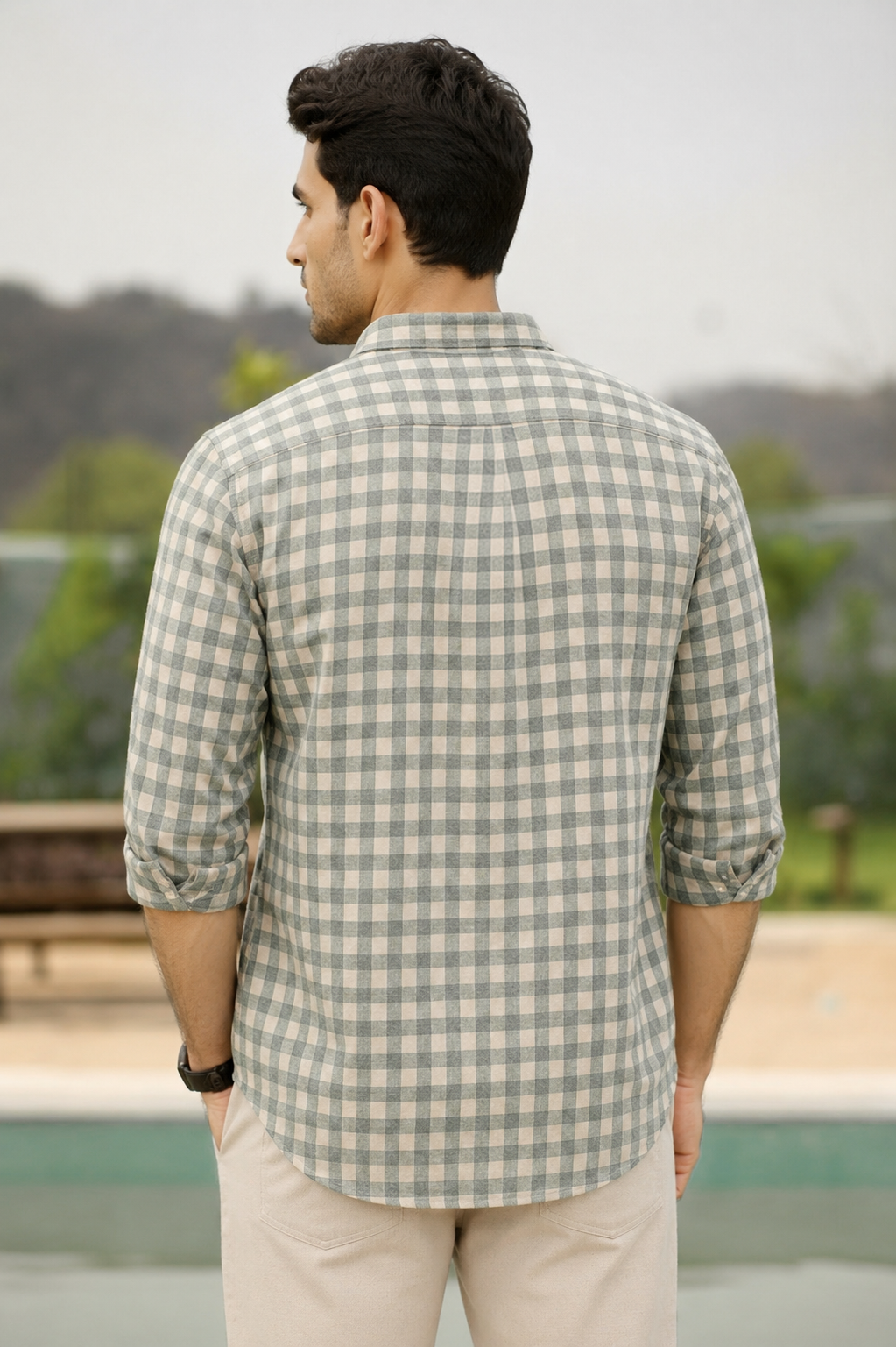 Meadow Green Checks Pre-Washed Linen Cotton Shirt