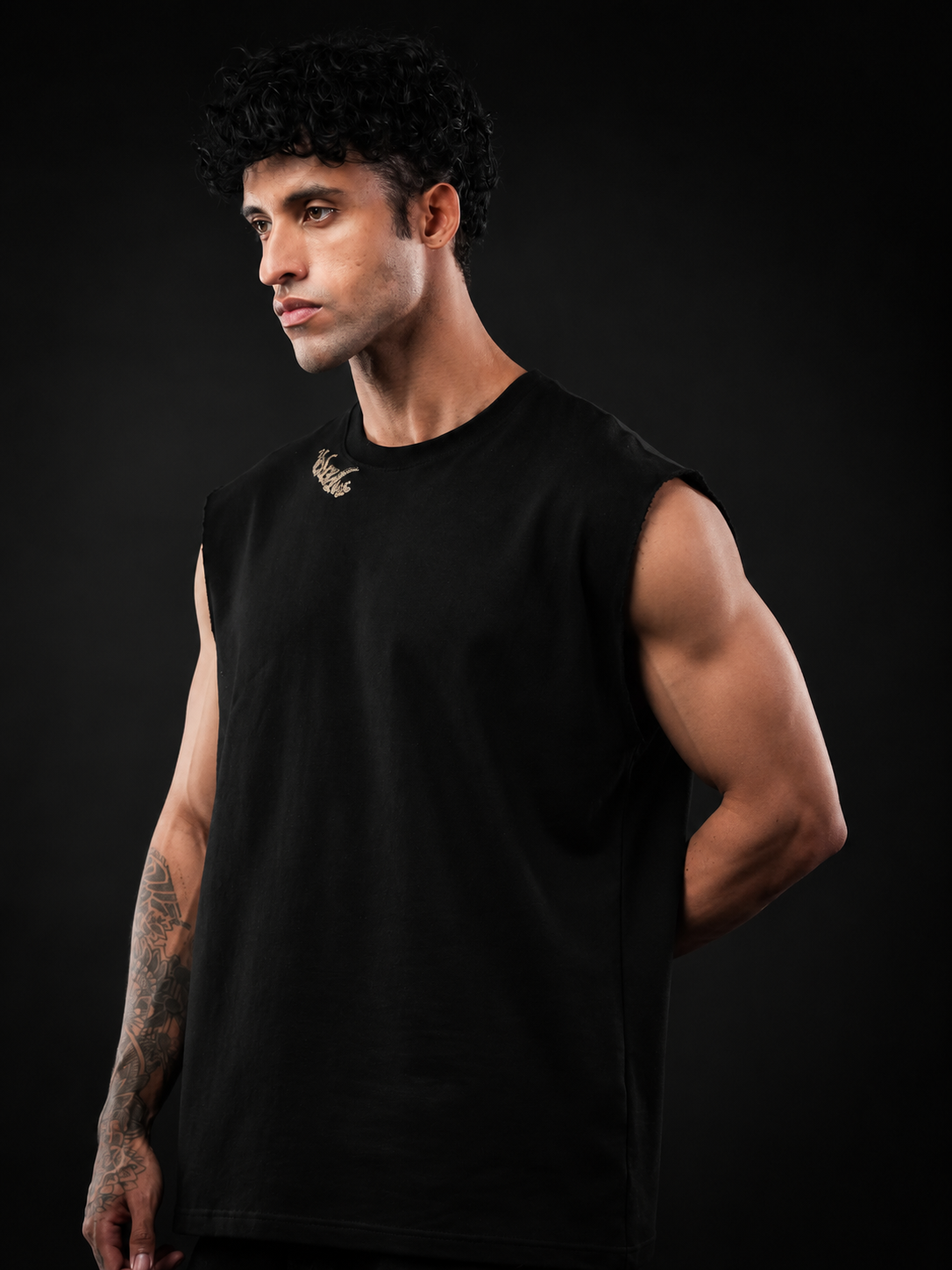Black Lion Print Oversized Tank Tshirt