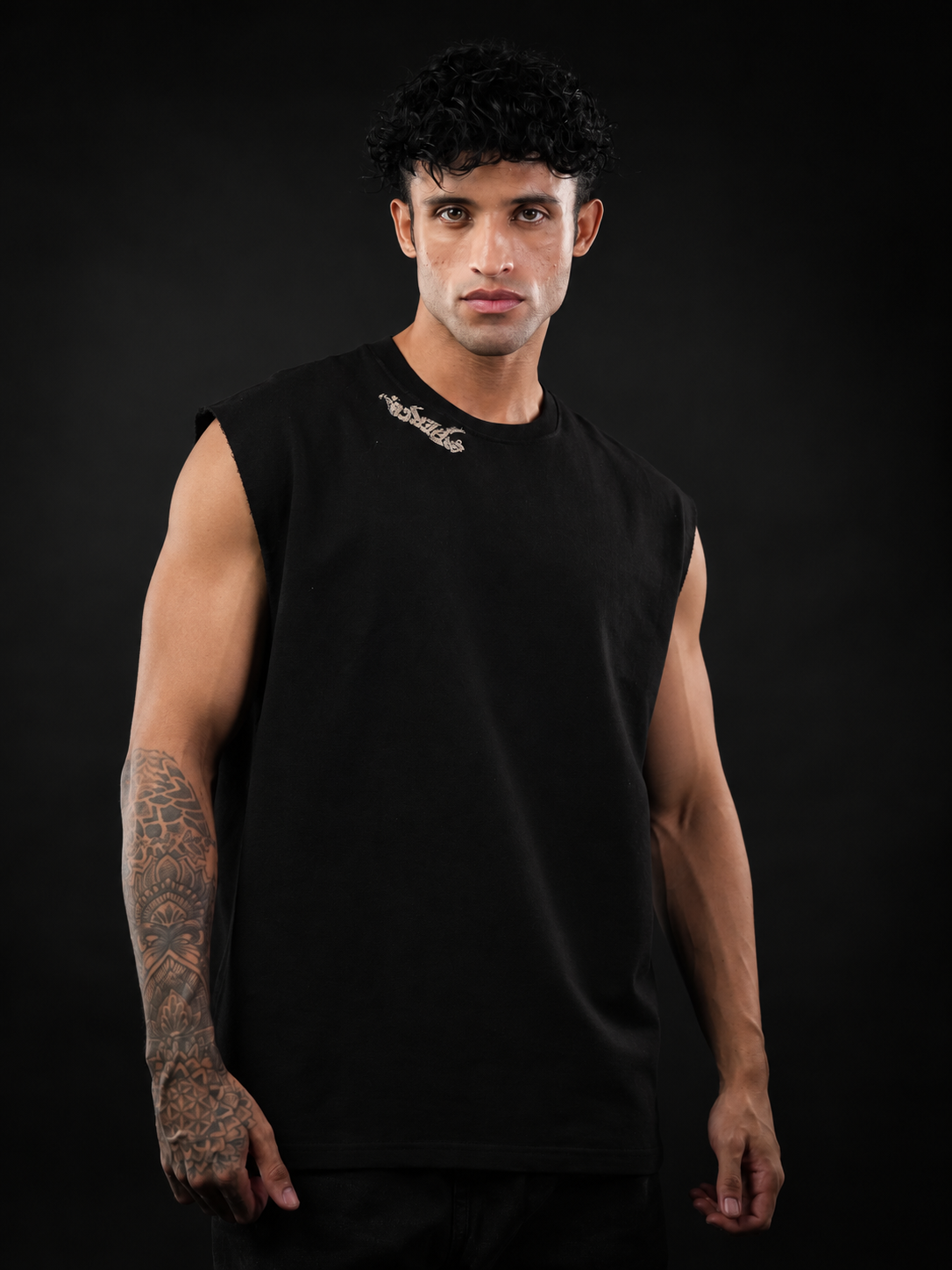 Black Lion Print Oversized Tank Tshirt
