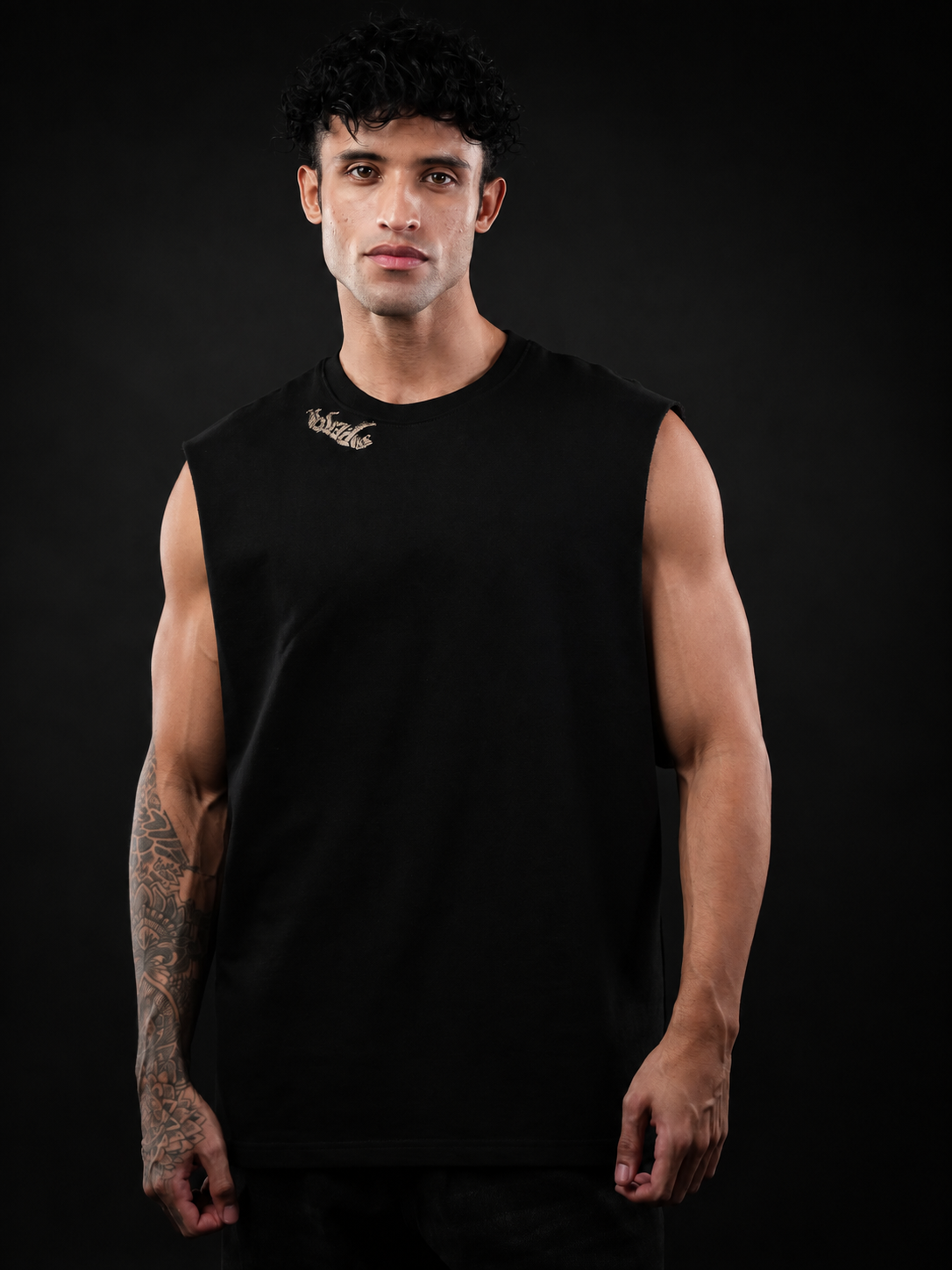 Black Lion Print Oversized Tank Tshirt