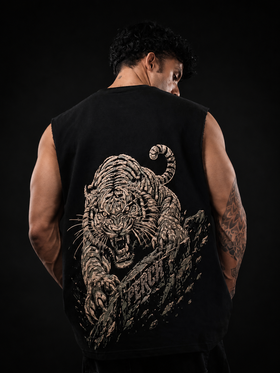 Black Lion Print Oversized Tank Tshirt