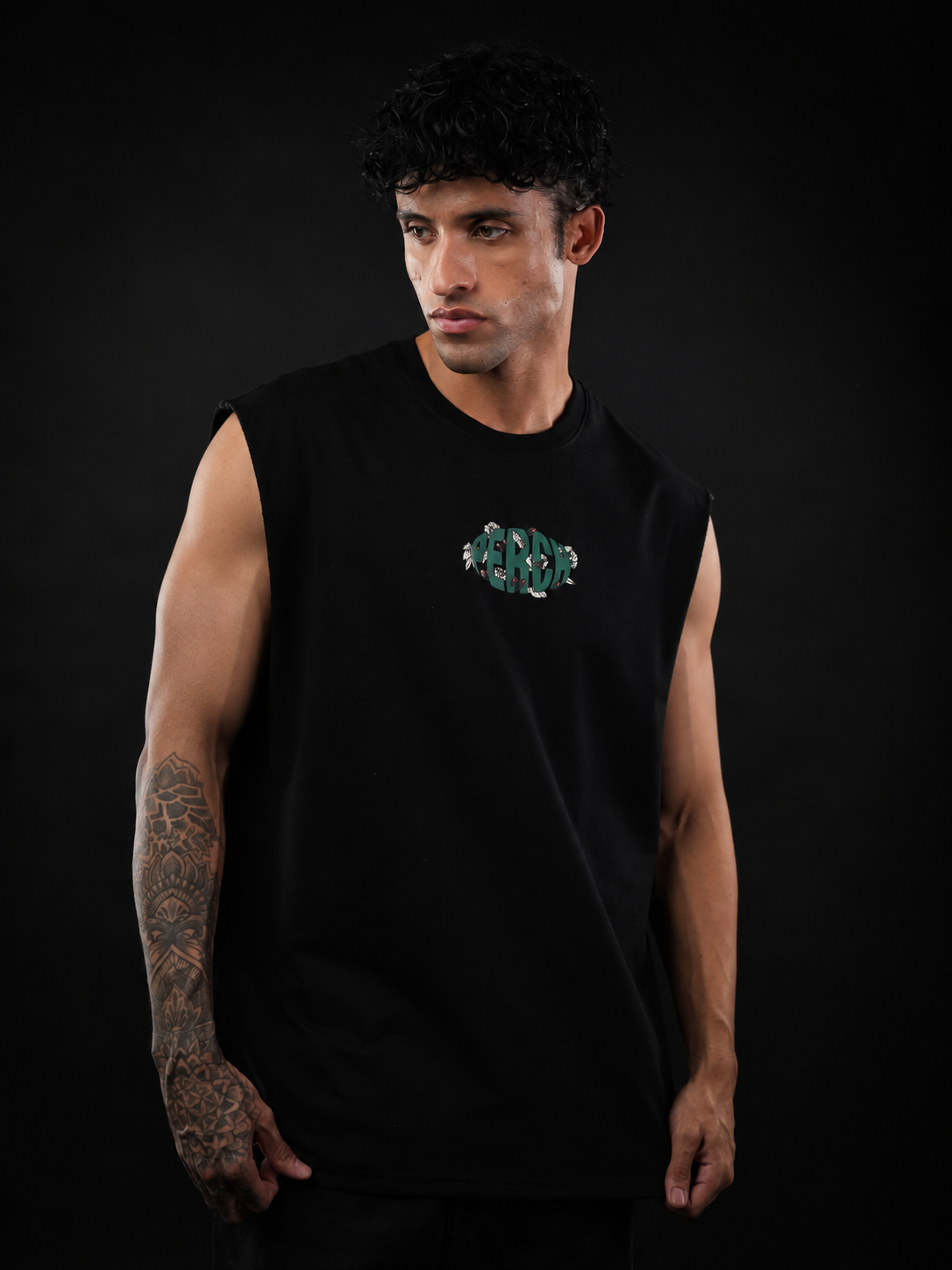 Black Snake Print Oversized Tank Tshirt