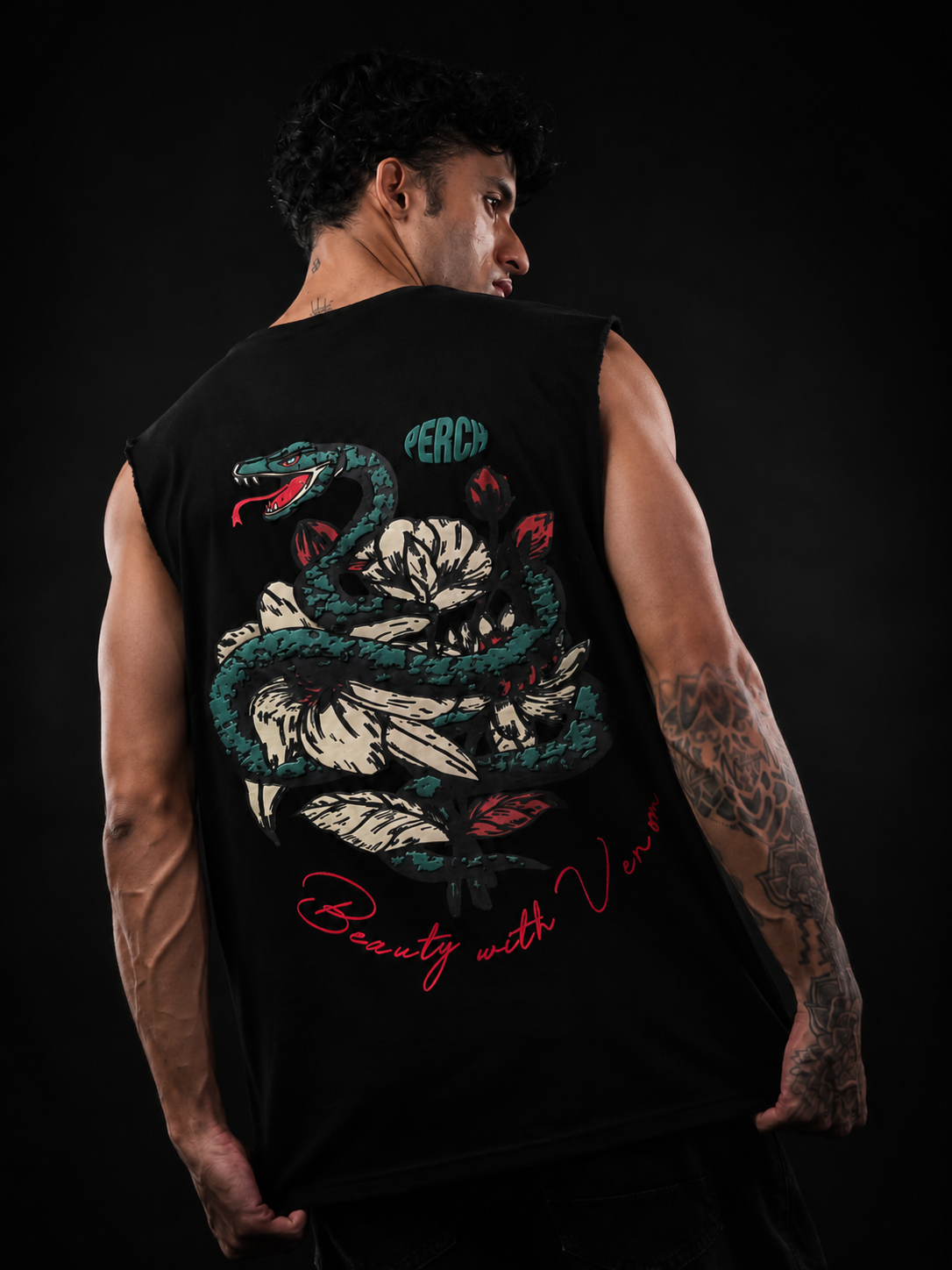 Black Snake Print Oversized Tank Tshirt