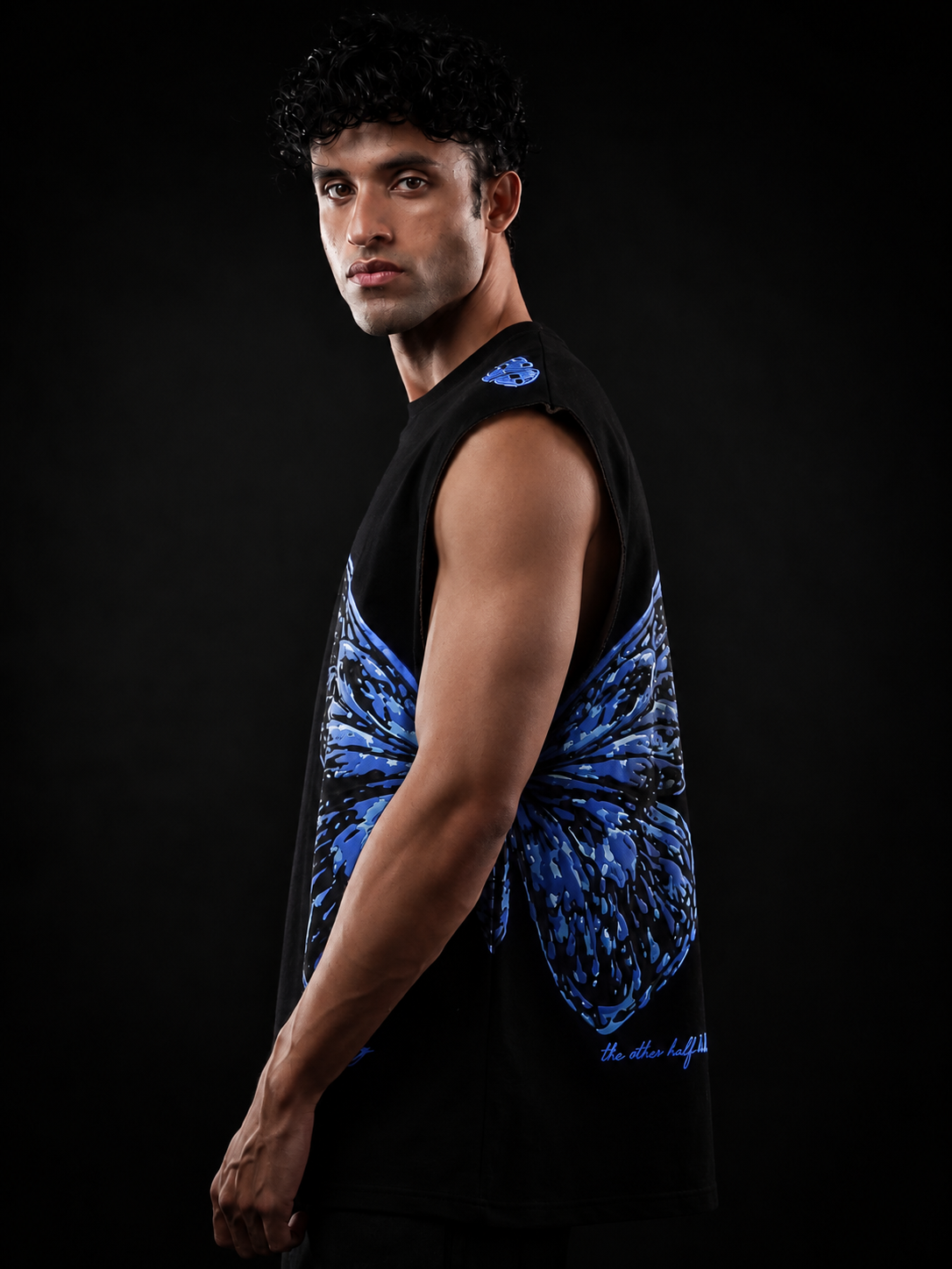 Black Butterfly Print Oversized Tank Tshirt