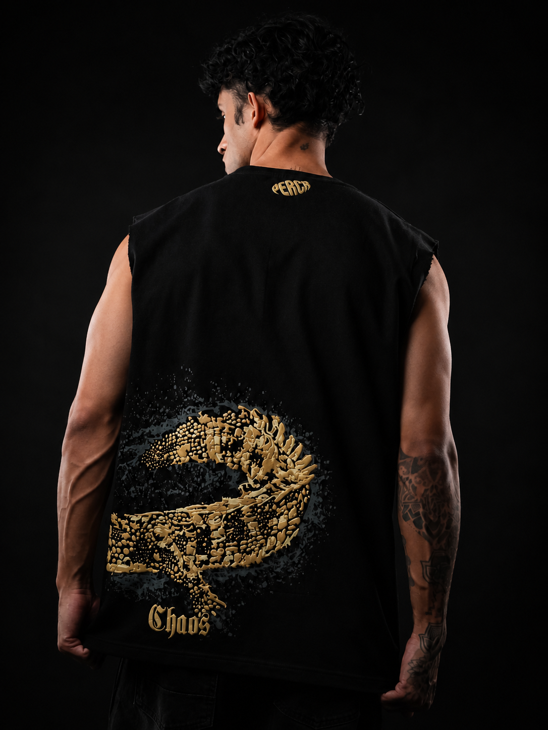 Black Crocodile Print Oversized Tank Tshirt