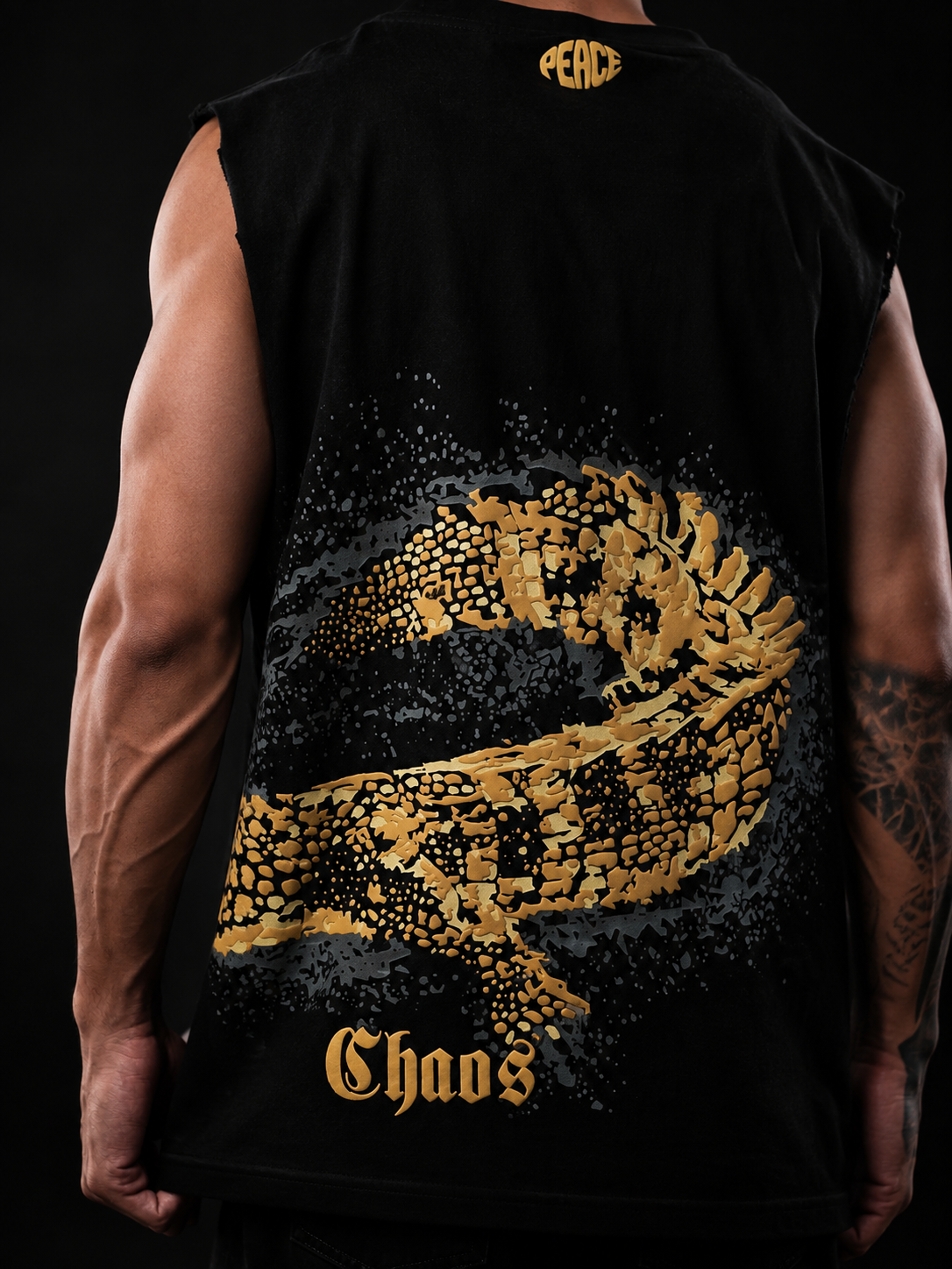 Black Crocodile Print Oversized Tank Tshirt