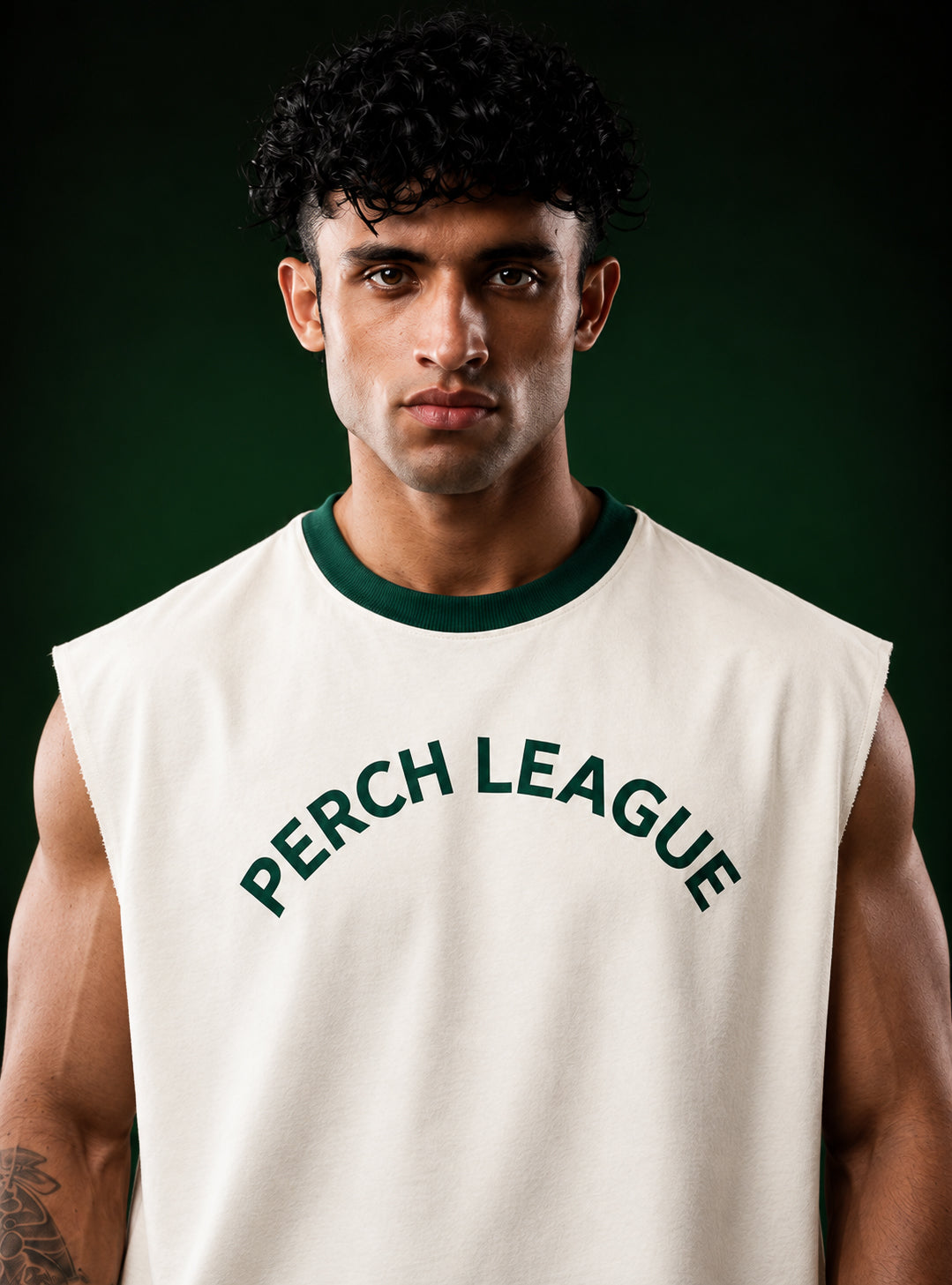 Cream Perch League Cotton Oversized Tank Tshirt
