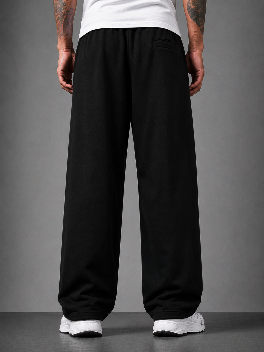 Black Graphic Printed Cotton Straight Fit Jogger for Men