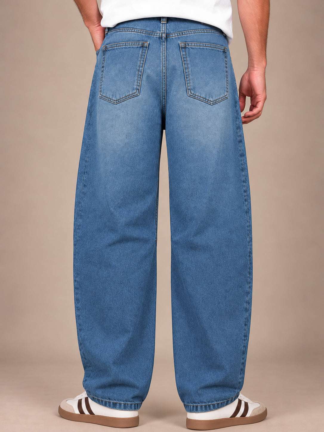 Mid Blue Washed Barrel Jeans